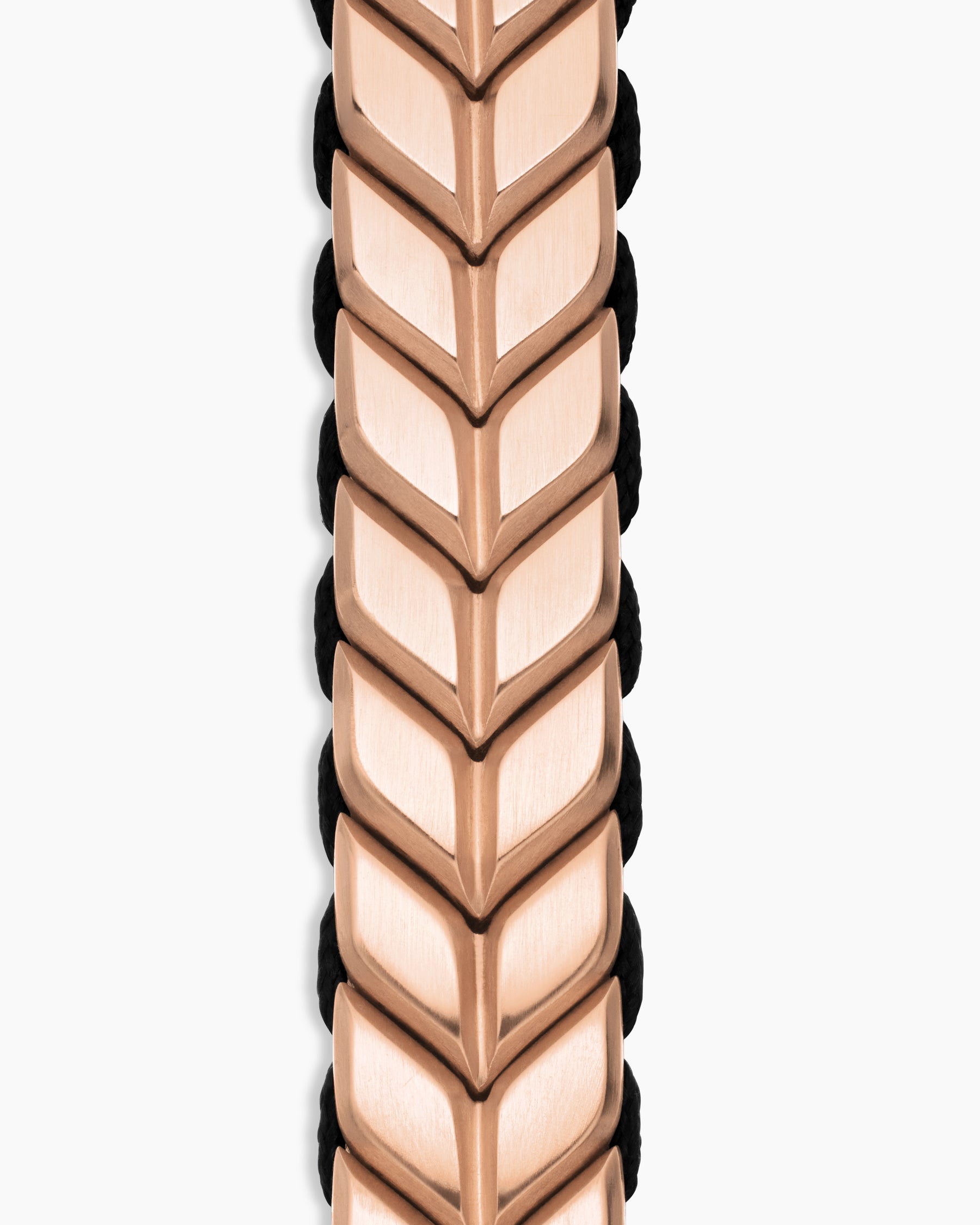 Chevron Woven Bracelet in 18K Rose Gold and Black Nylon, 9mm - Image 5