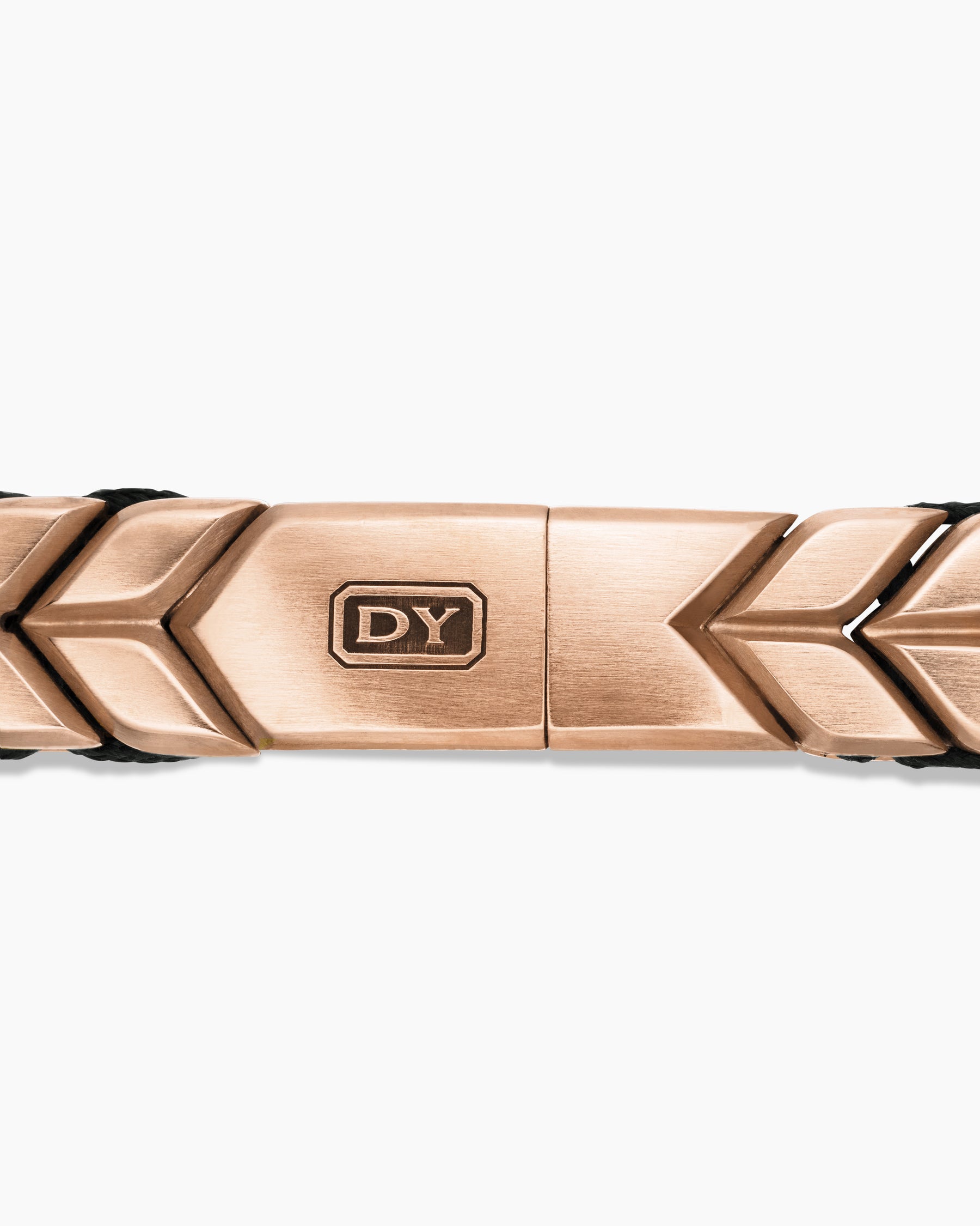Chevron Woven Bracelet in 18K Rose Gold and Black Nylon, 9mm - Image 7