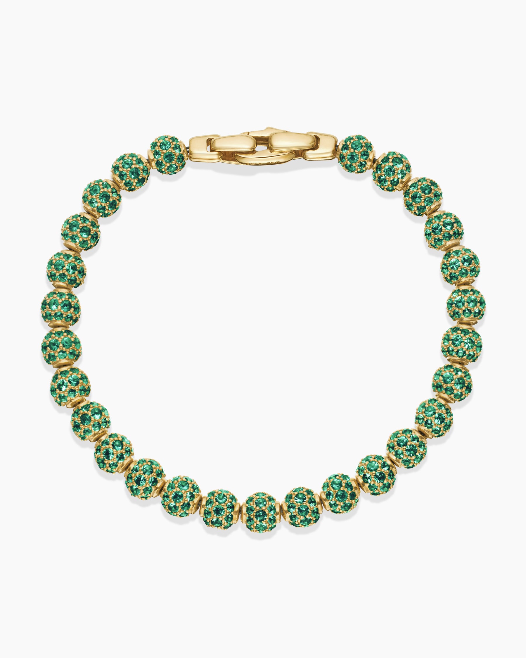 Spiritual Beads Bracelet in 18K Yellow Gold and Pavé Emeralds, 6mm - Image 3