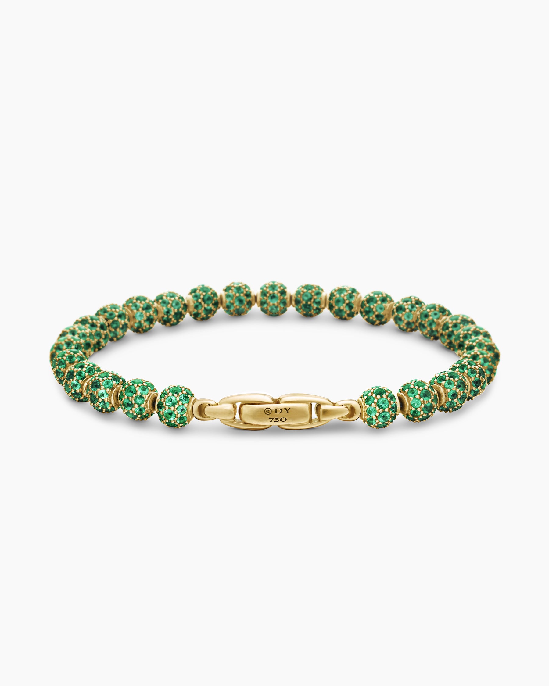 Spiritual Beads Bracelet in 18K Yellow Gold and Pavé Emeralds, 6mm - Image 5