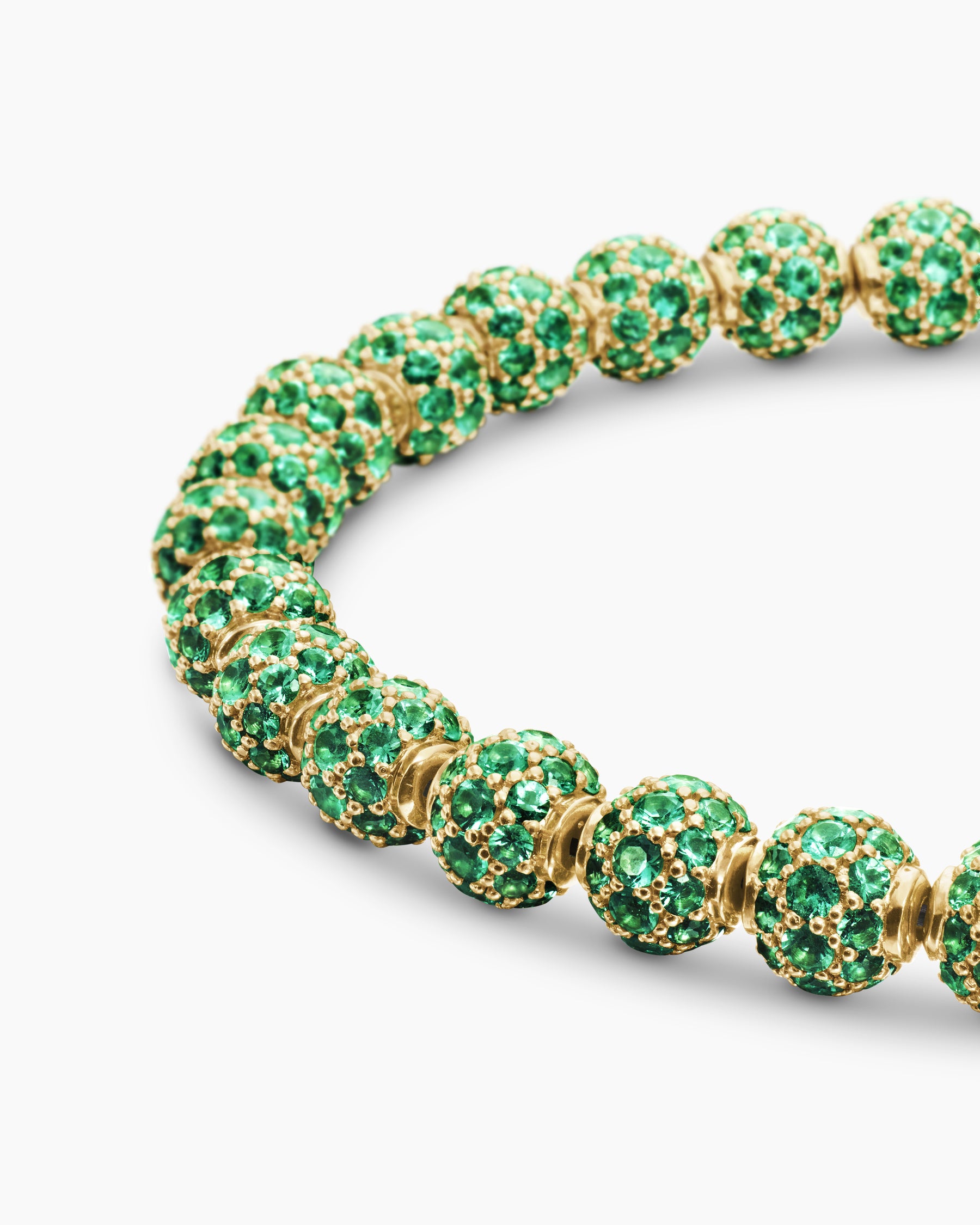 Spiritual Beads Bracelet in 18K Yellow Gold and Pavé Emeralds, 6mm - Image 7