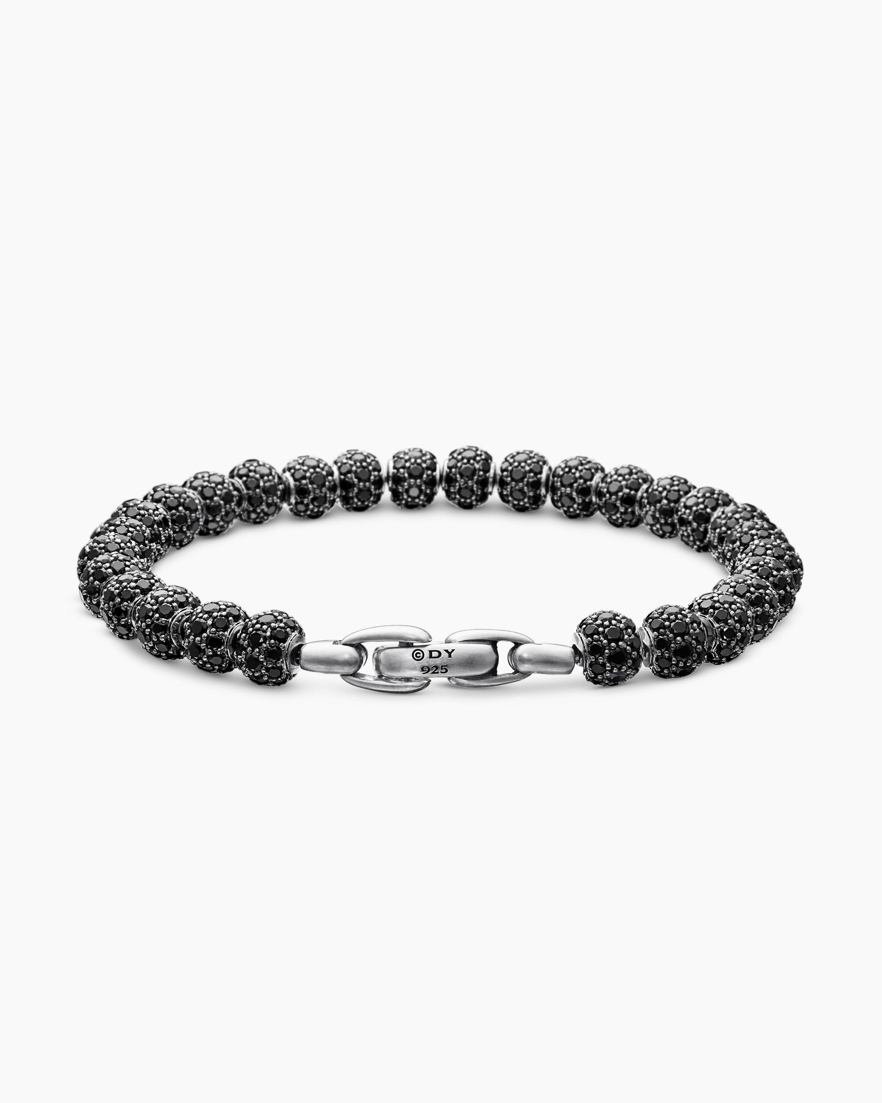 Spiritual Beads Bracelet in Sterling Silver with Pavé Black Diamonds, 6mm - Image 5