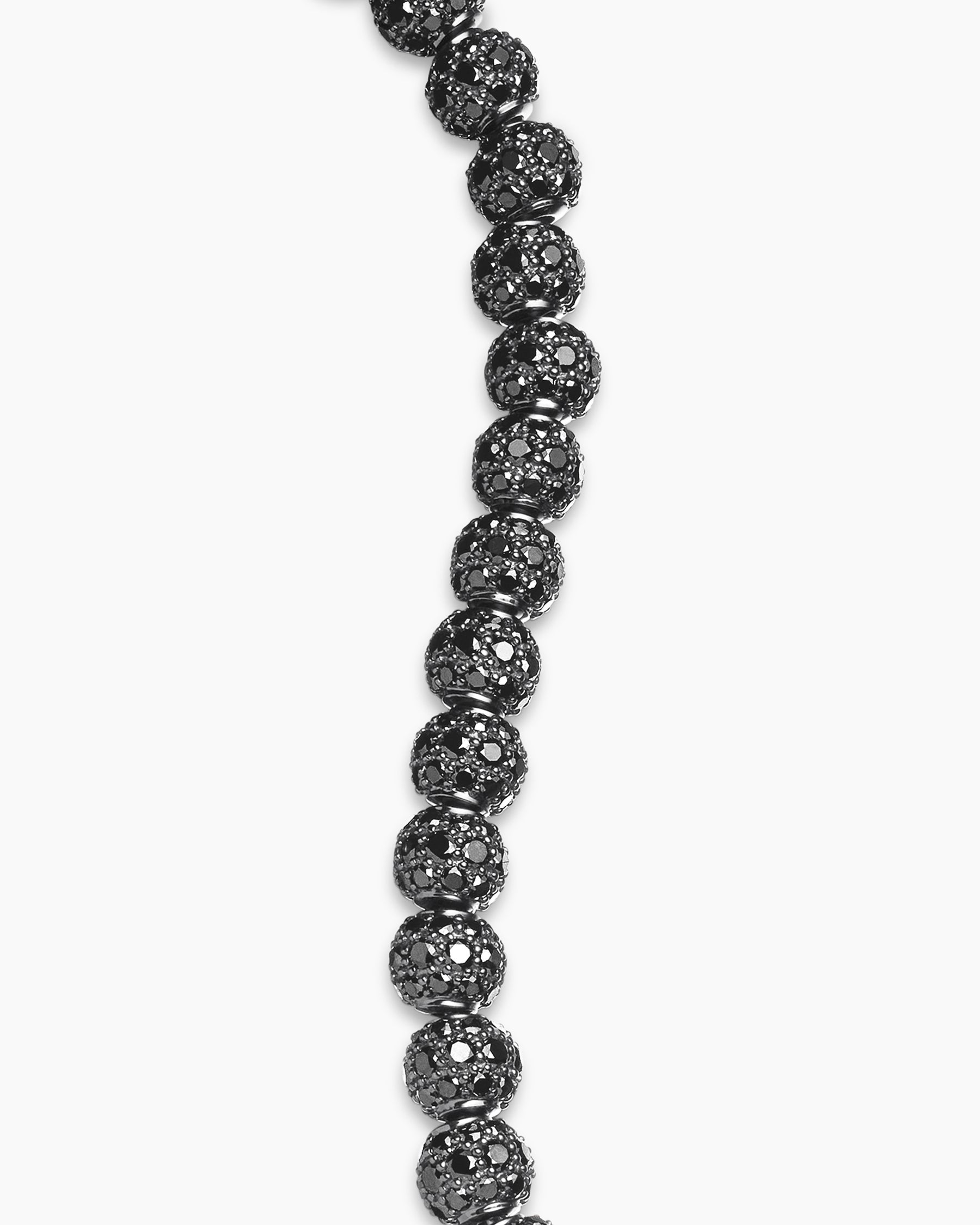 Spiritual Beads Bracelet in Sterling Silver with Pavé Black Diamonds, 6mm - Image 6