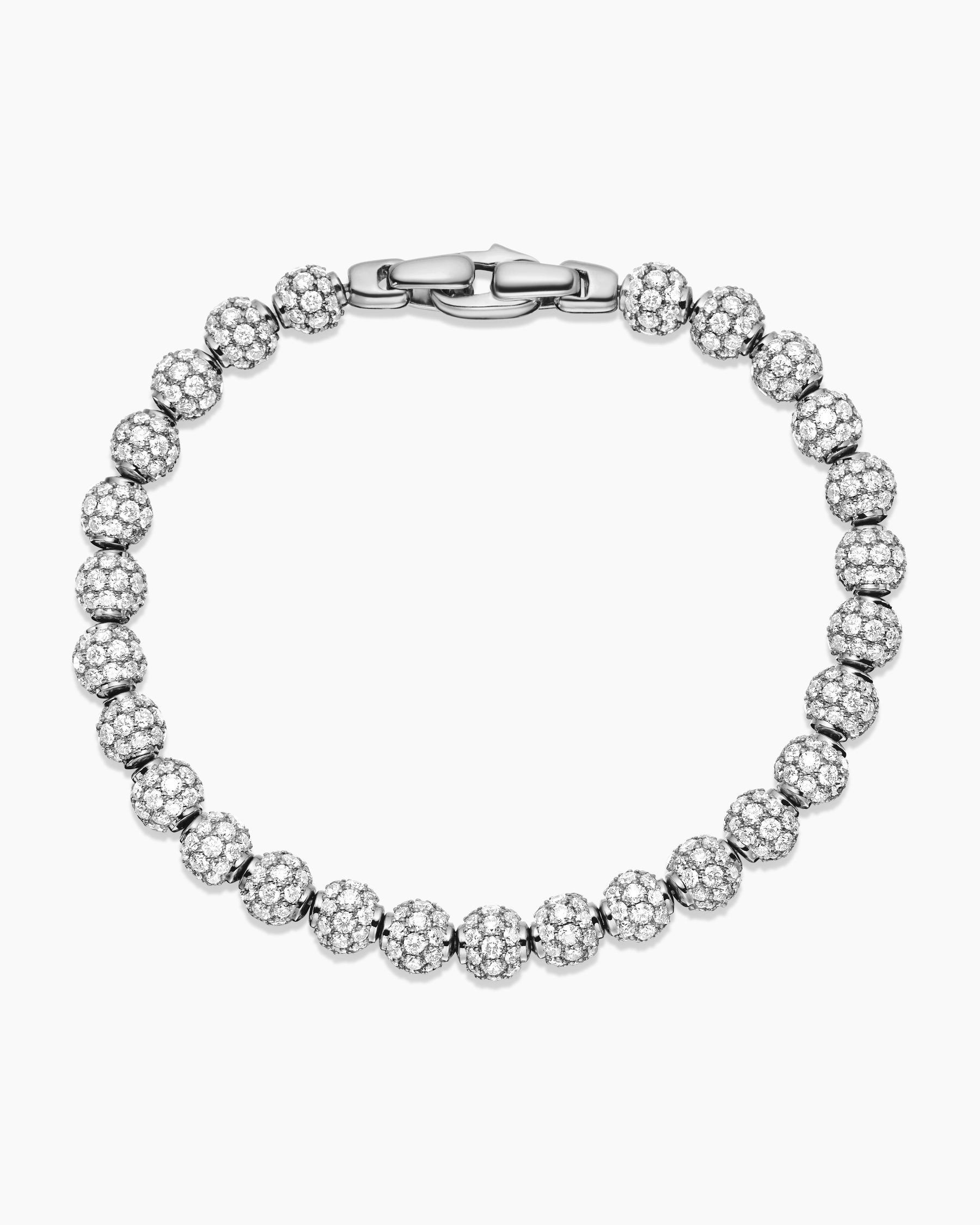 Spiritual Beads Bracelet in Sterling Silver with Pavé Diamonds, 6mm - Image 3