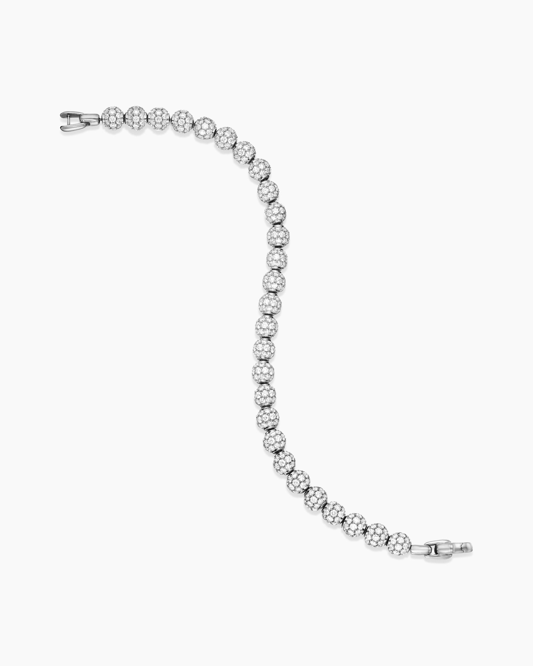 Spiritual Beads Bracelet in Sterling Silver with Pavé Diamonds, 6mm - Image 4