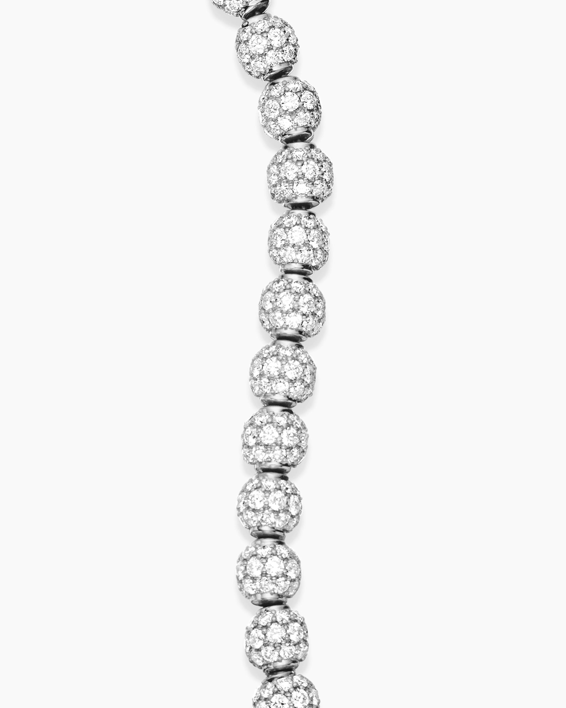 Spiritual Beads Bracelet in Sterling Silver with Pavé Diamonds, 6mm - Image 6