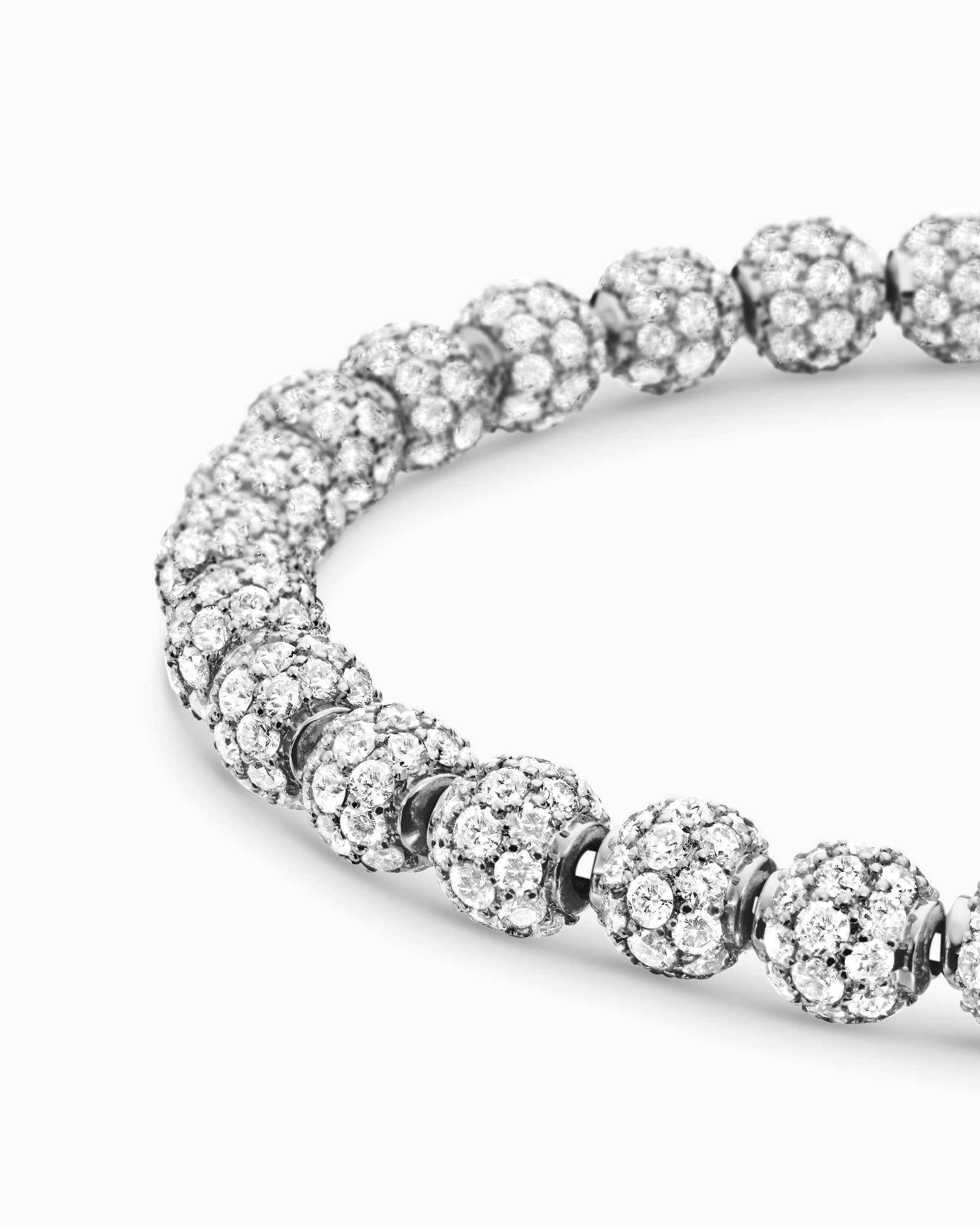 Spiritual Beads Bracelet in Sterling Silver with Pavé Diamonds, 6mm - Image 7