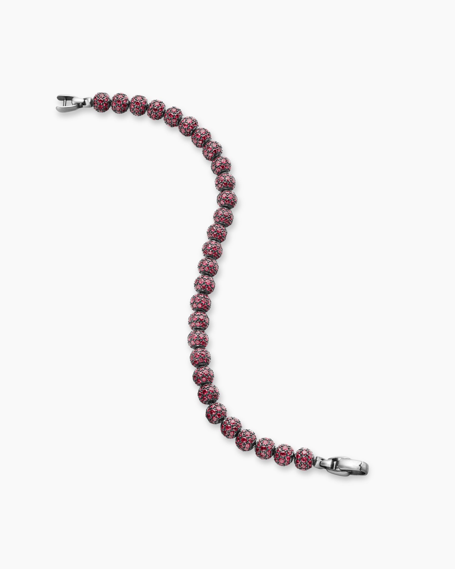 Spiritual Beads Bracelet in Sterling Silver with Pavé Rubies, 6mm - Image 4