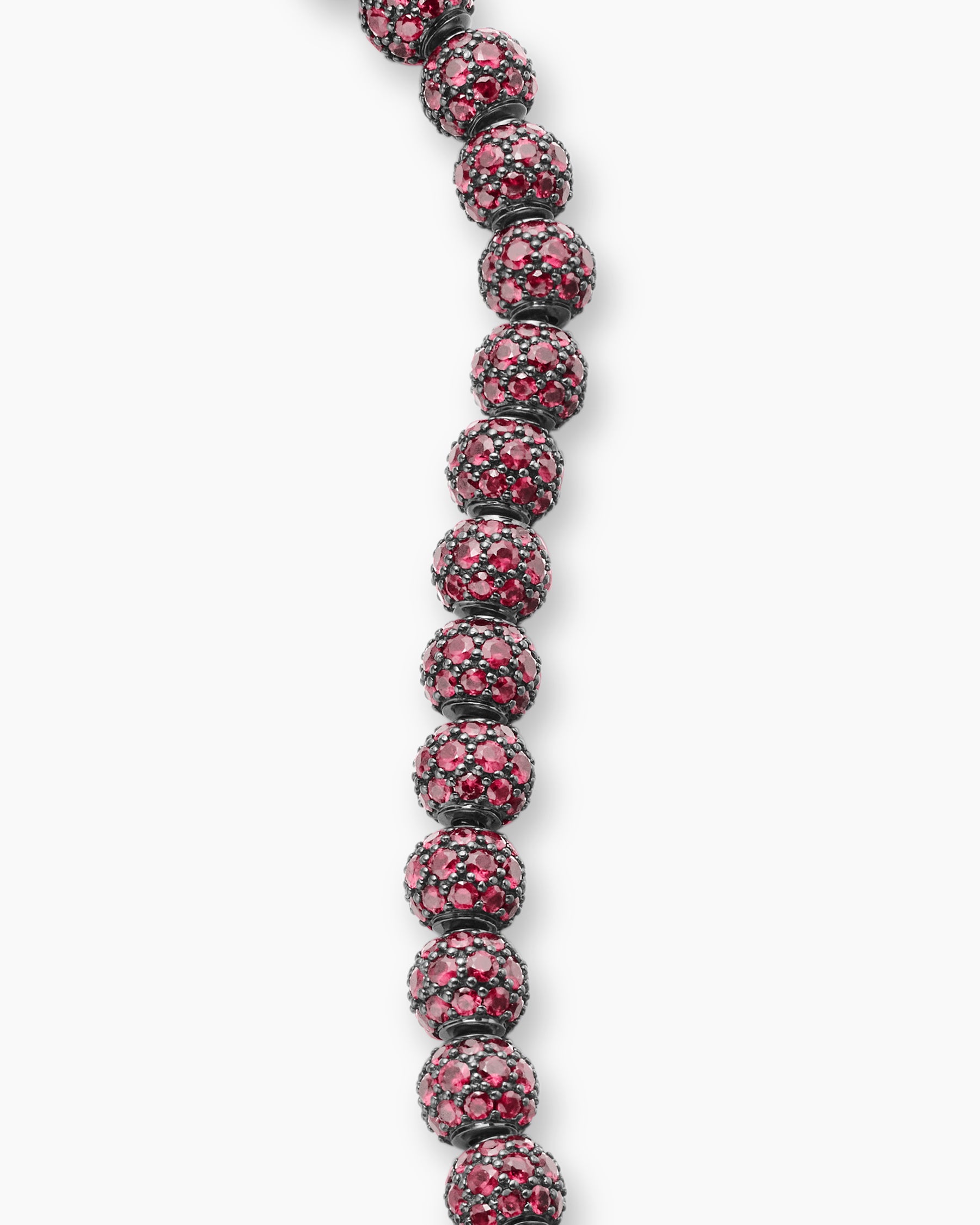 Spiritual Beads Bracelet in Sterling Silver with Pavé Rubies, 6mm - Image 6