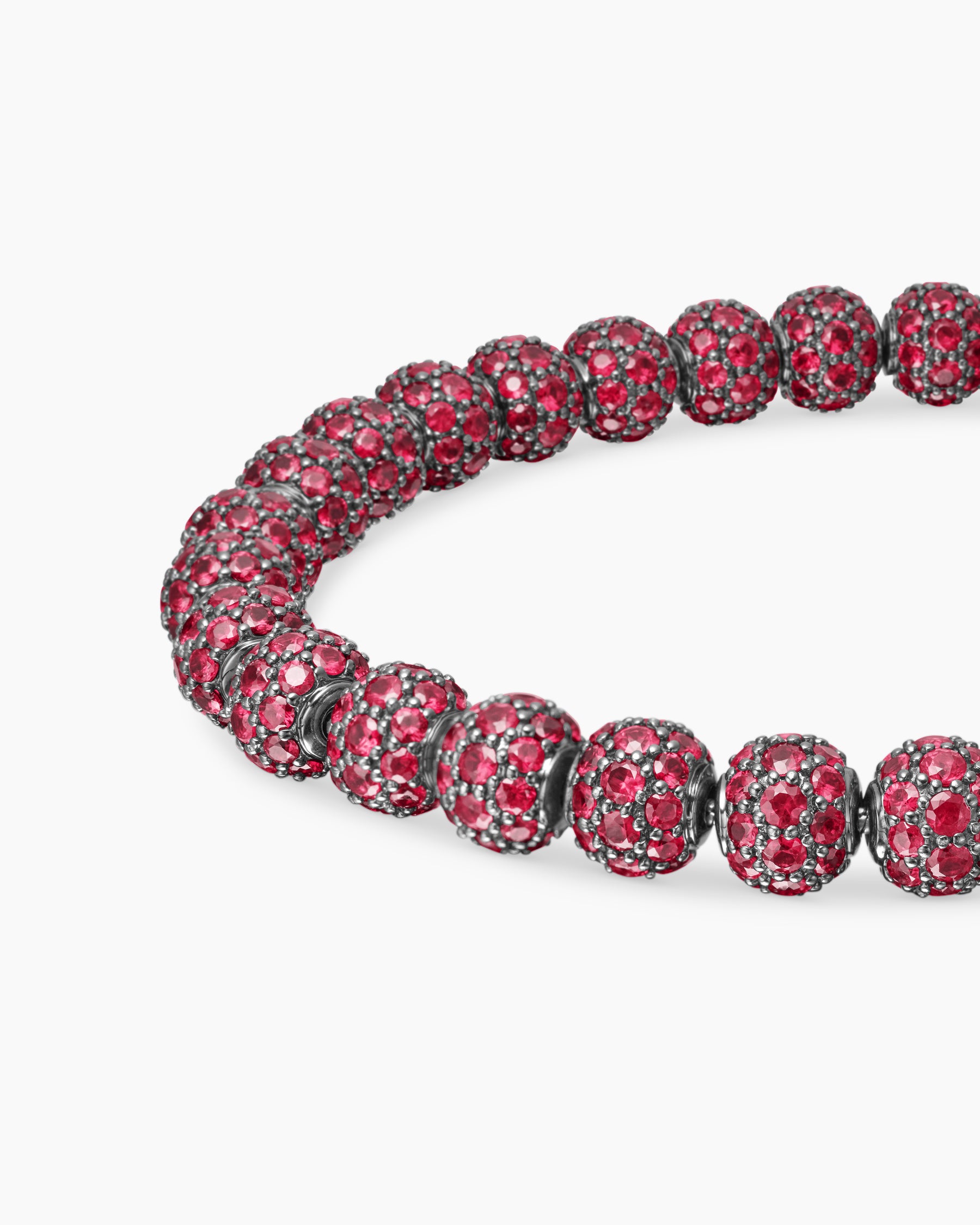 Spiritual Beads Bracelet in Sterling Silver with Pavé Rubies, 6mm - Image 7
