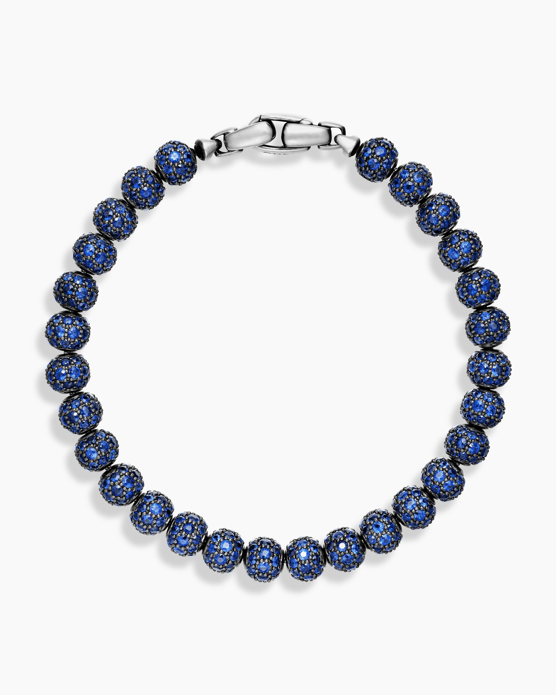 Spiritual Beads Bracelet in Sterling Silver with Pavé Sapphires, 6mm - Image 3