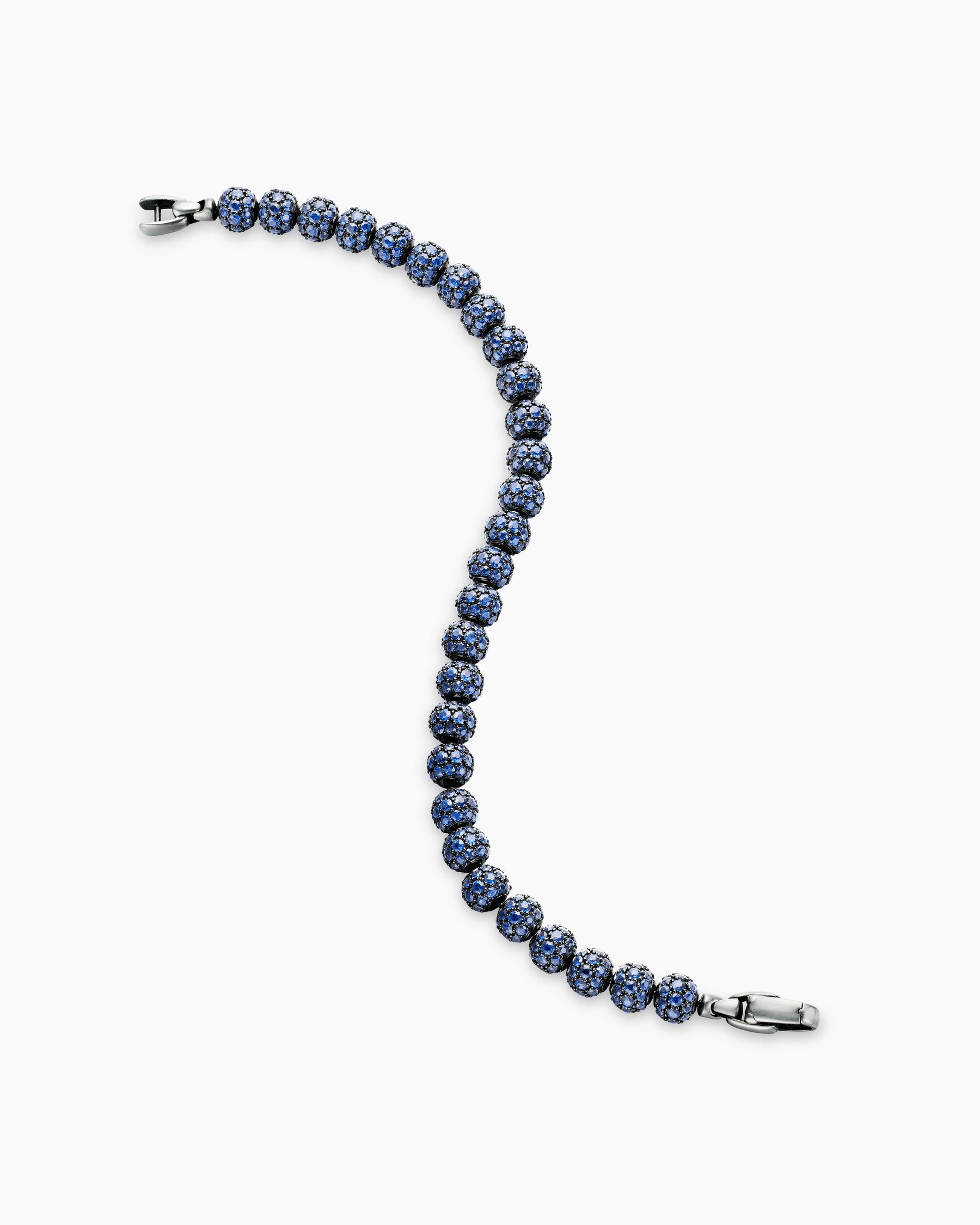 Spiritual Beads Bracelet in Sterling Silver with Pavé Sapphires, 6mm - Image 4