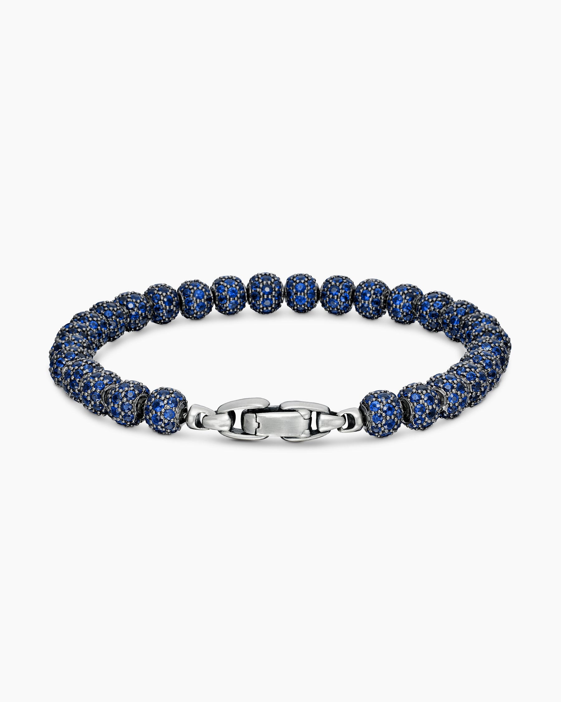 Spiritual Beads Bracelet in Sterling Silver with Pavé Sapphires, 6mm - Image 5