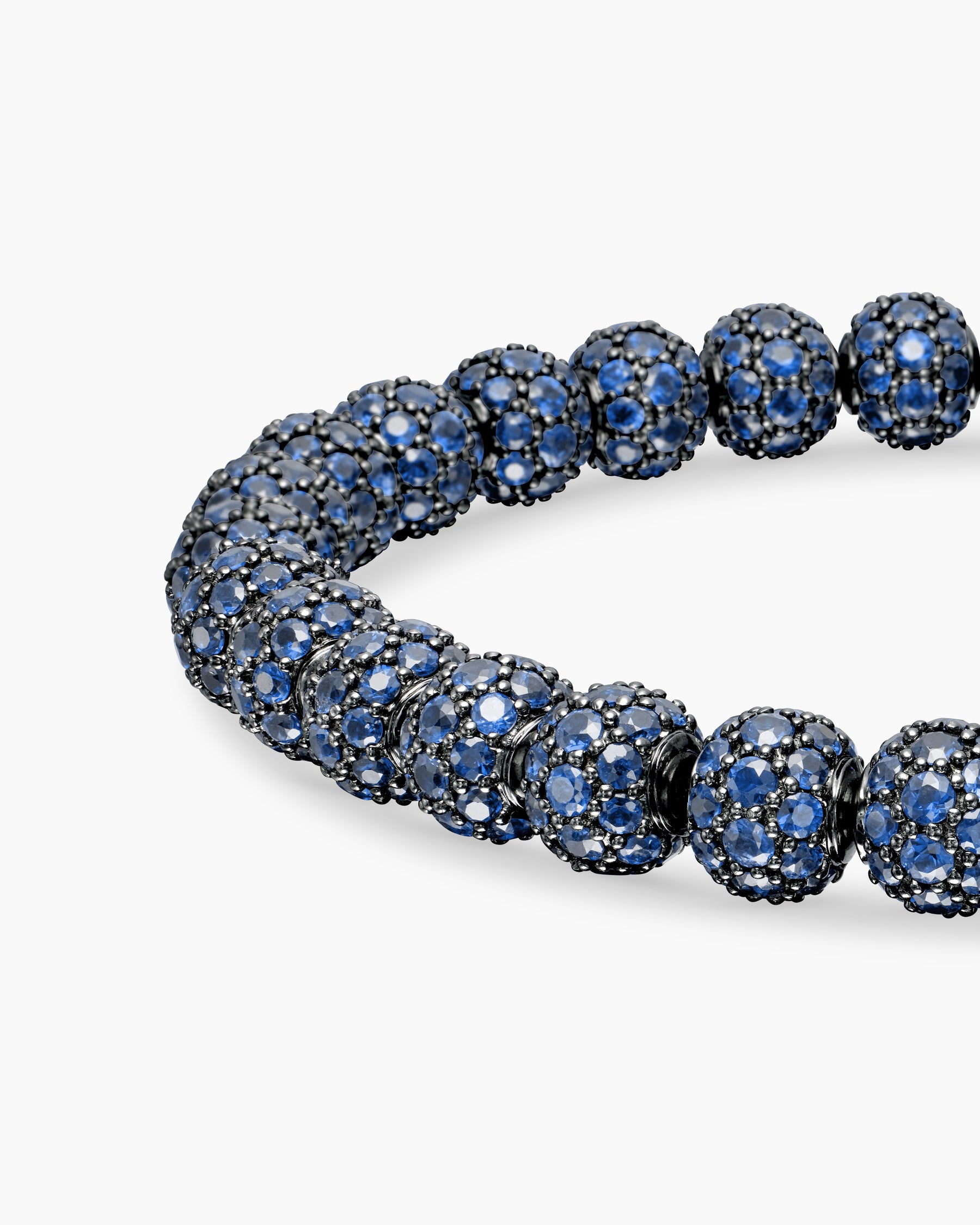 Spiritual Beads Bracelet in Sterling Silver with Pavé Sapphires, 6mm - Image 7