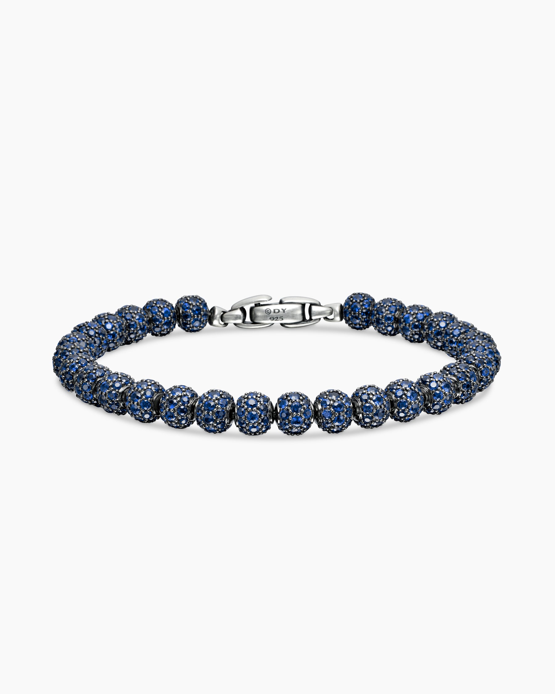Spiritual Beads Bracelet in Sterling Silver with Pavé Sapphires, 6mm