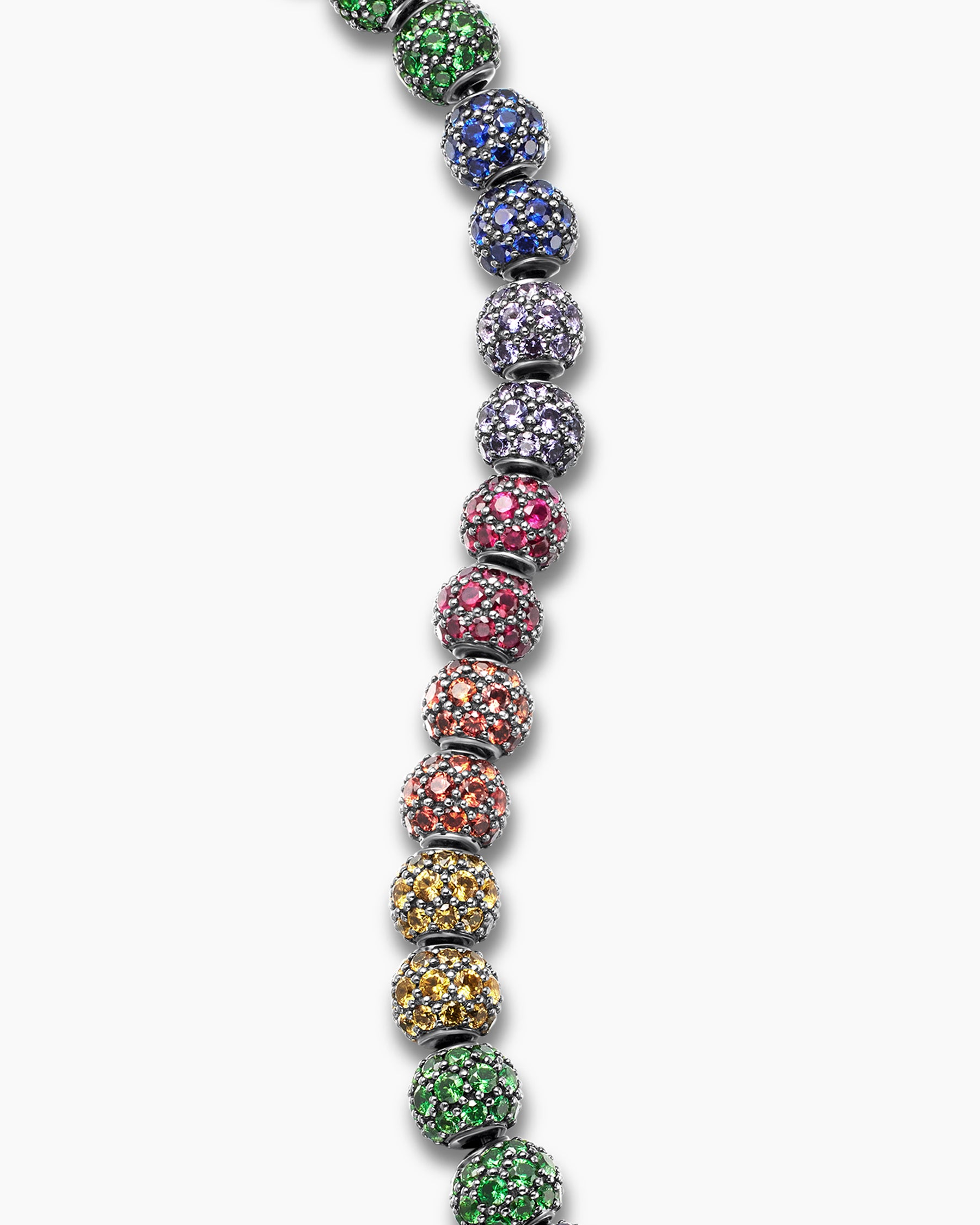 Spiritual Beads Bracelet in Sterling Silver with Rainbow Pavé, 6mm - Image 6