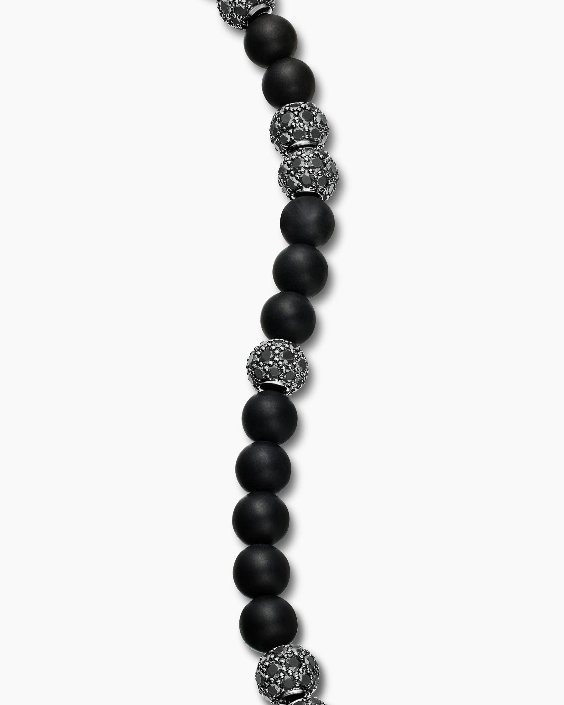 Spiritual Beads Bracelet in Sterling Silver with Black Onyx and Pavé Black Diamonds, 6mm - Image 6