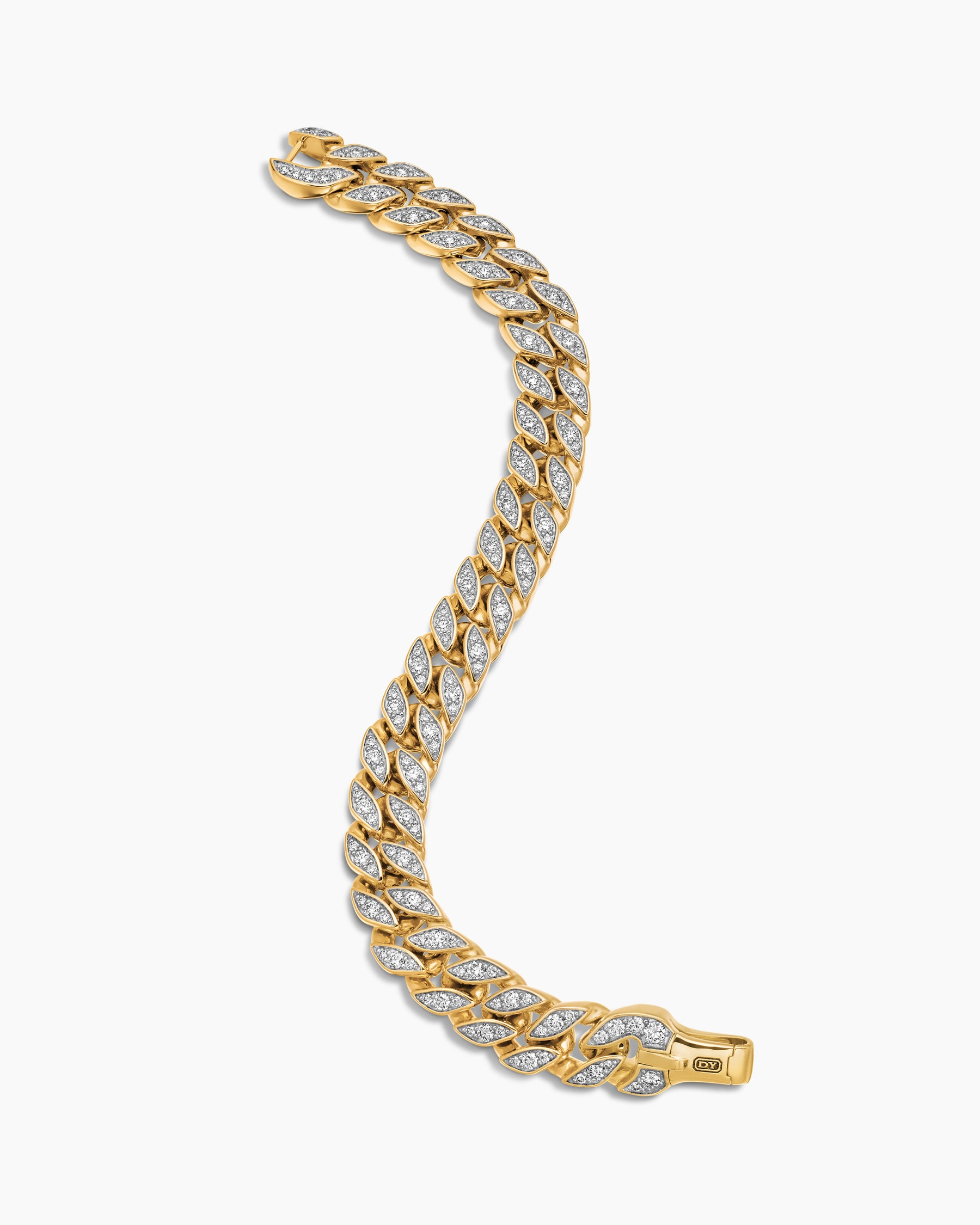 Curb Chain Bracelet in 18K Yellow Gold with Diamonds, 11.5mm - Image 3