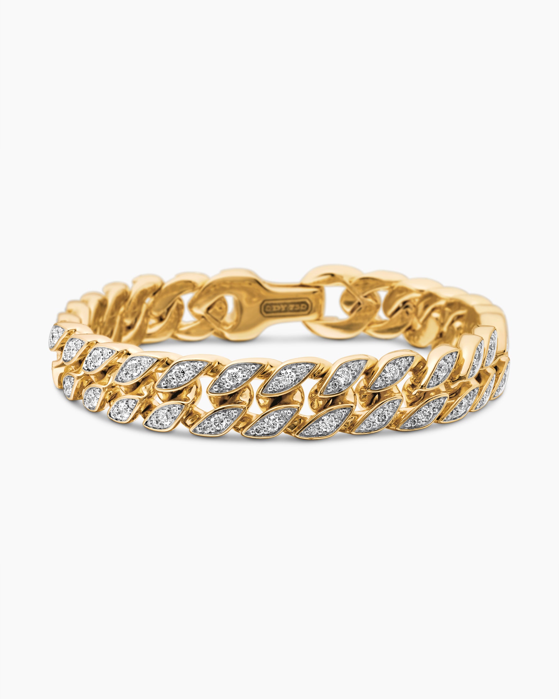 Curb Chain Bracelet in 18K Yellow Gold with Diamonds, 11.5mm - Image 4