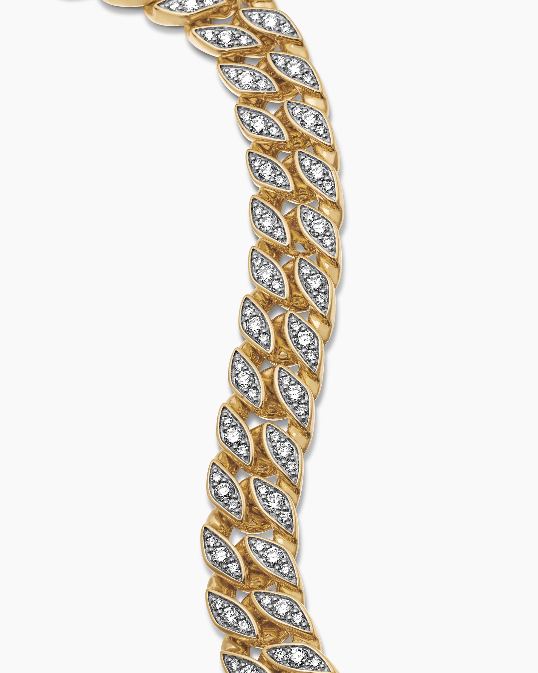 Curb Chain Bracelet in 18K Yellow Gold with Diamonds, 11.5mm - Image 5