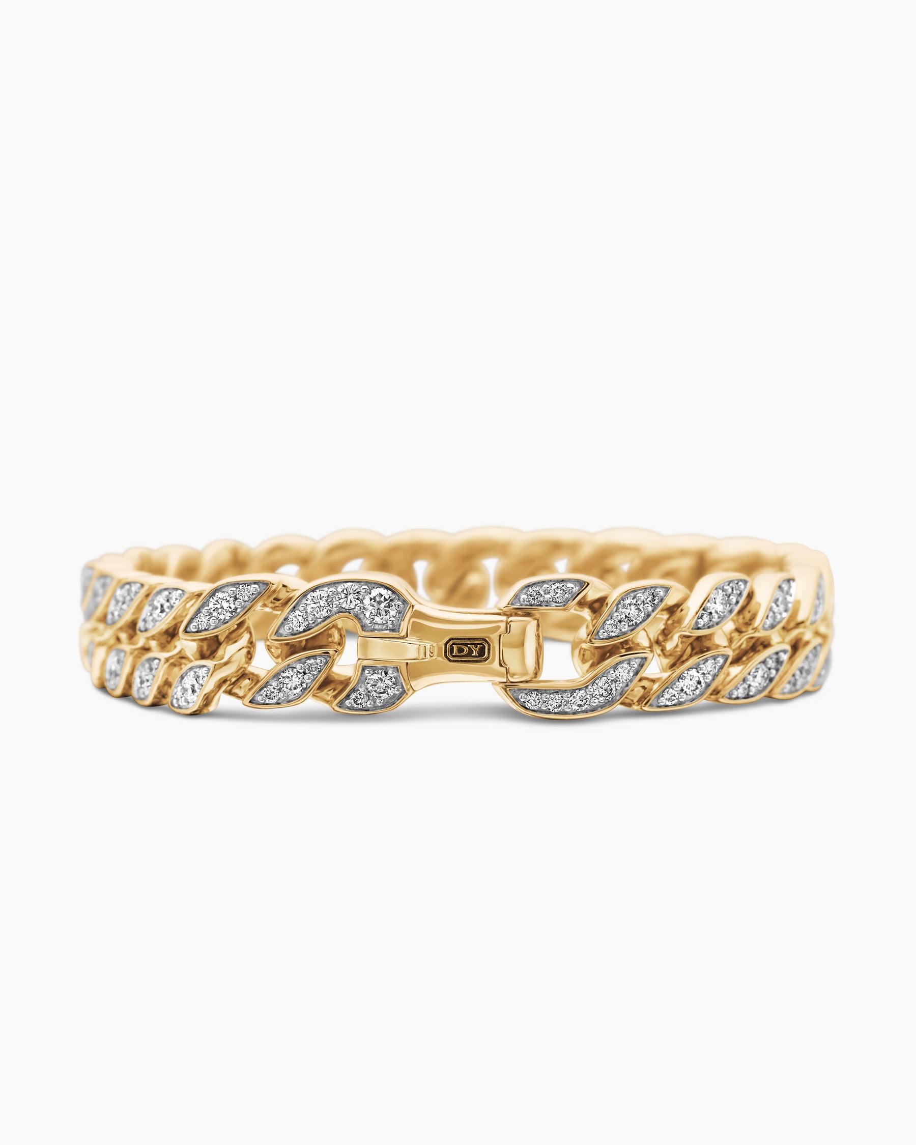 Curb Chain Bracelet in 18K Yellow Gold with Diamonds, 11.5mm - Image 6