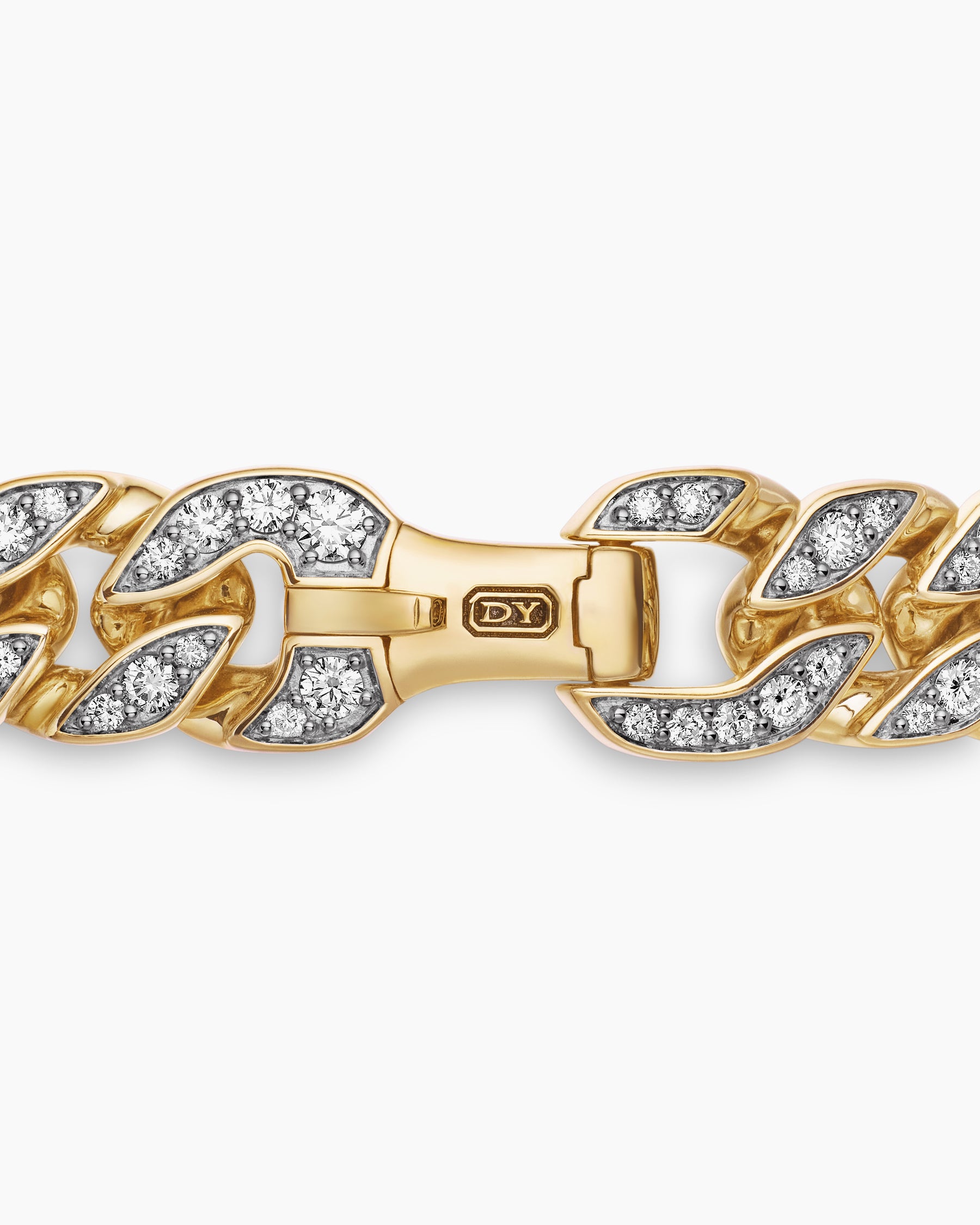 Curb Chain Bracelet in 18K Yellow Gold with Diamonds, 11.5mm - Image 7