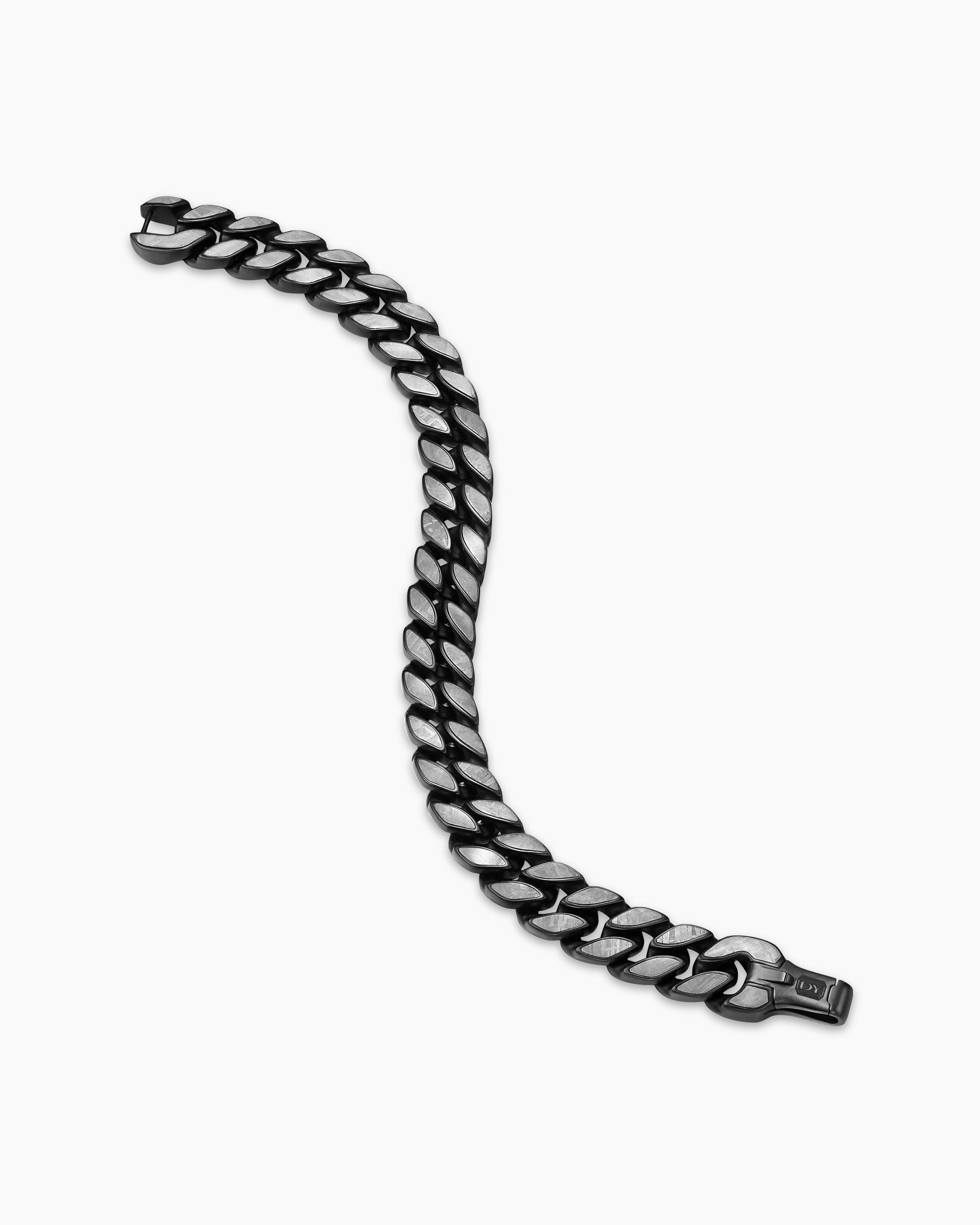 Curb Chain Bracelet in Black Titanium with Meteorite, 11.5mm - Image 3