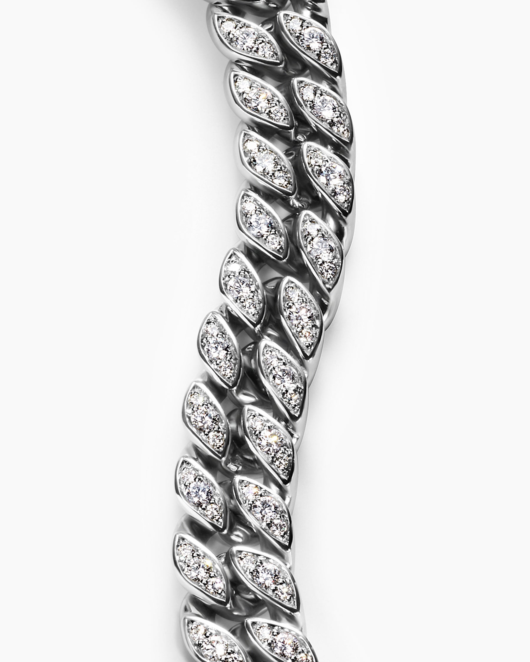 Curb Chain Bracelet in Platinum with Diamonds, 11.5mm - Image 5