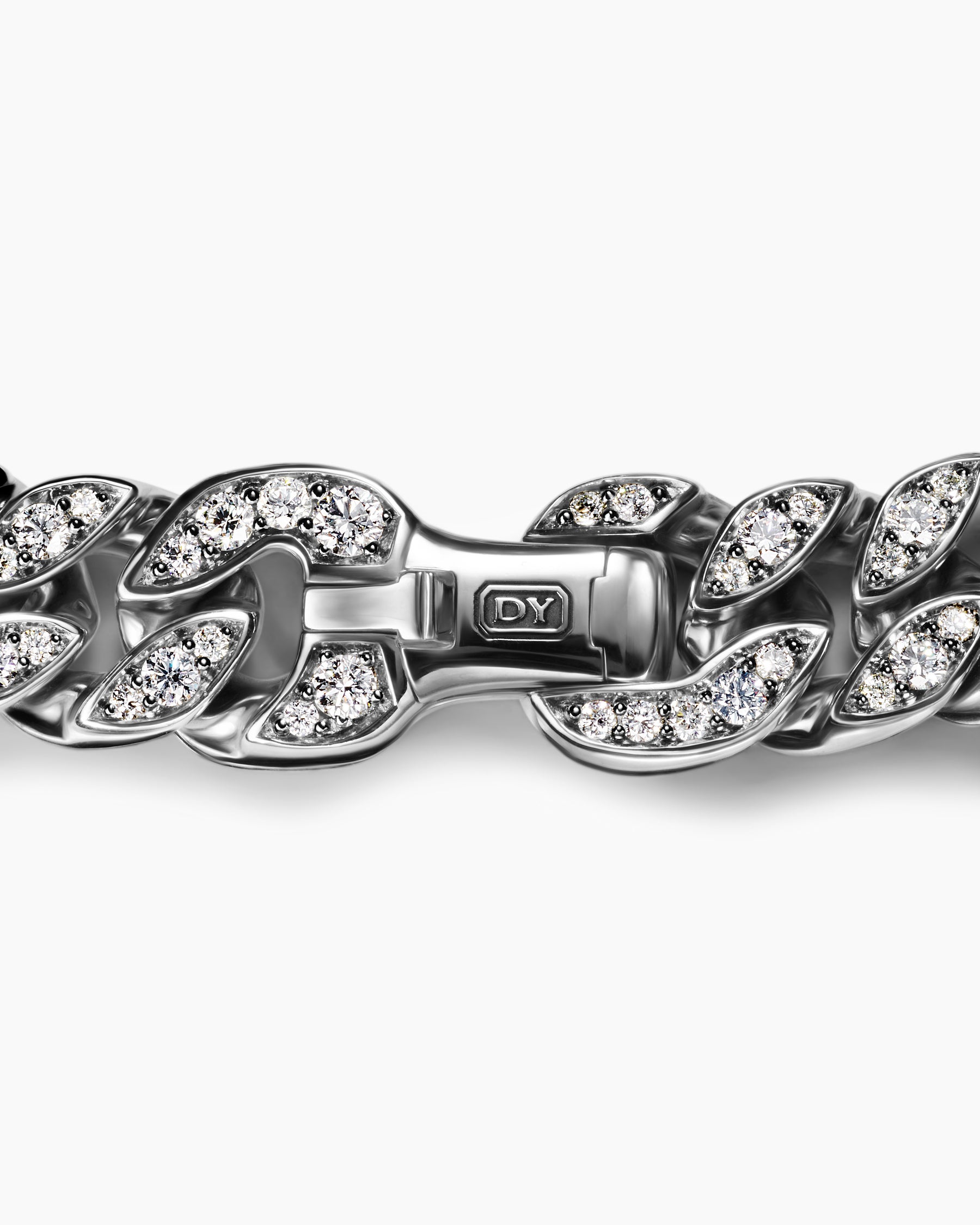 Curb Chain Bracelet in Platinum with Diamonds, 11.5mm - Image 7