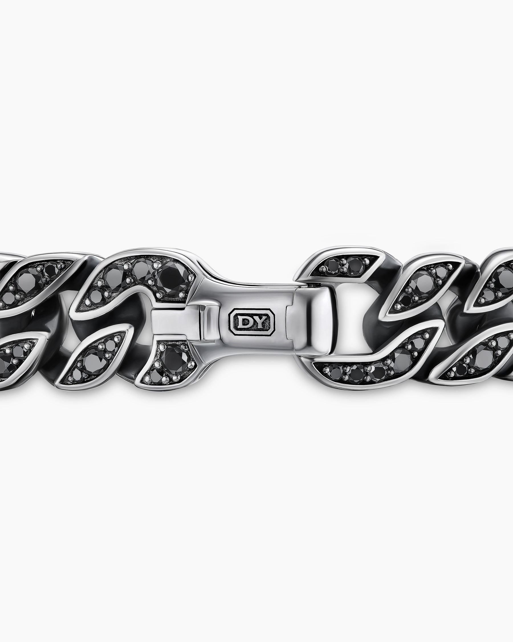 Curb Chain Bracelet in Sterling Silver with Black Diamonds, 11.5mm - Image 7