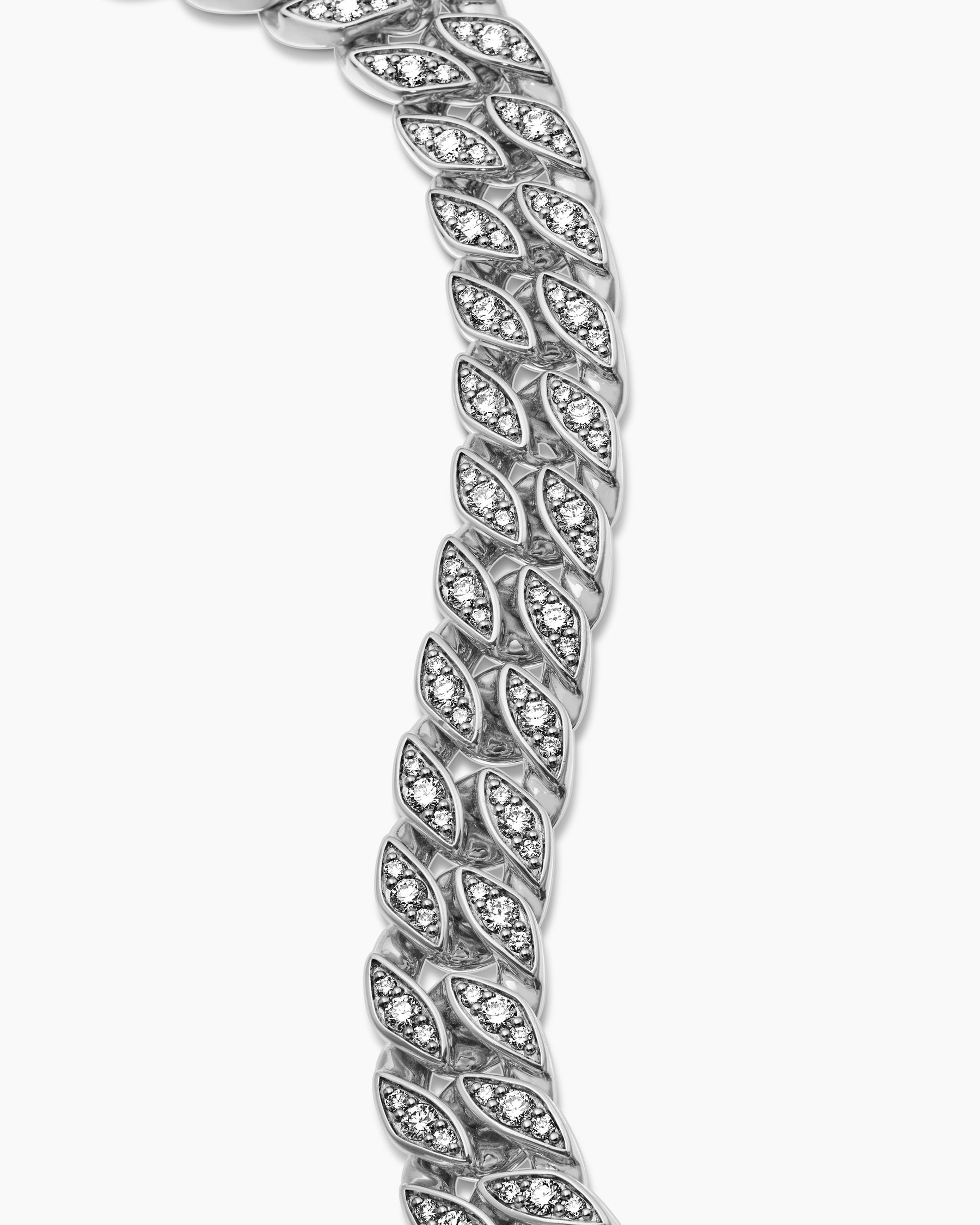 Curb Chain Bracelet in Sterling Silver with Diamonds, 11.5mm - Image 5