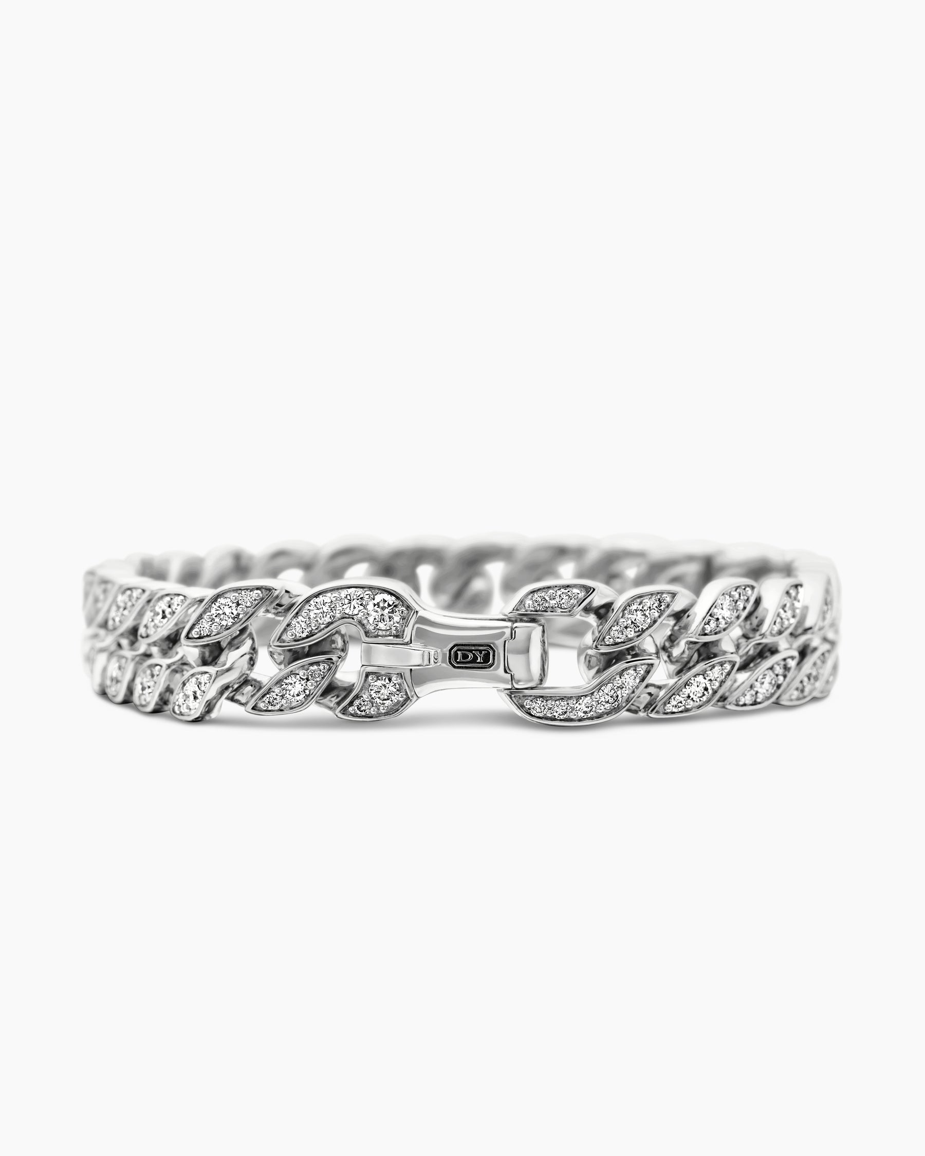 Curb Chain Bracelet in Sterling Silver with Diamonds, 11.5mm - Image 6