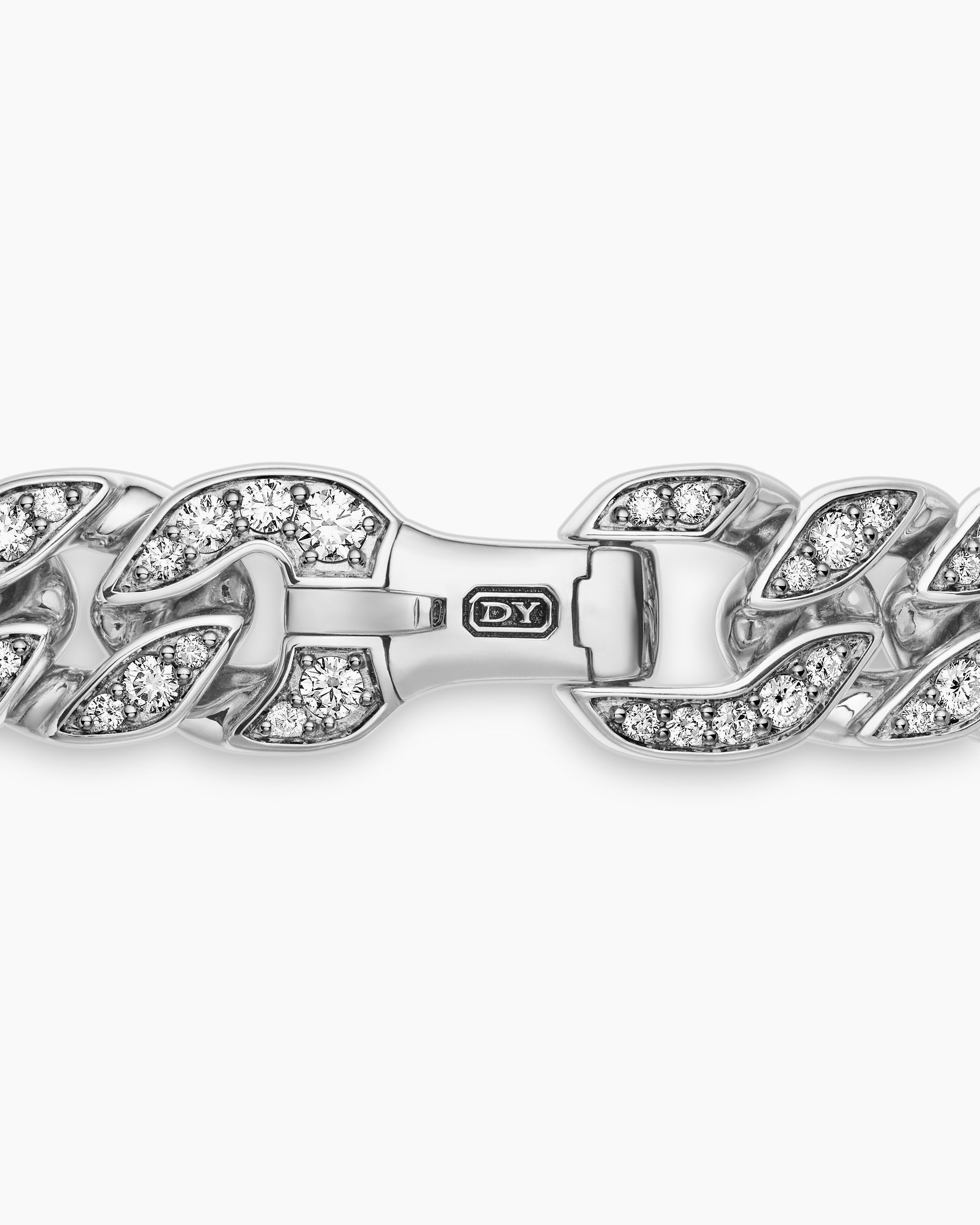 Curb Chain Bracelet in Sterling Silver with Diamonds, 11.5mm - Image 7