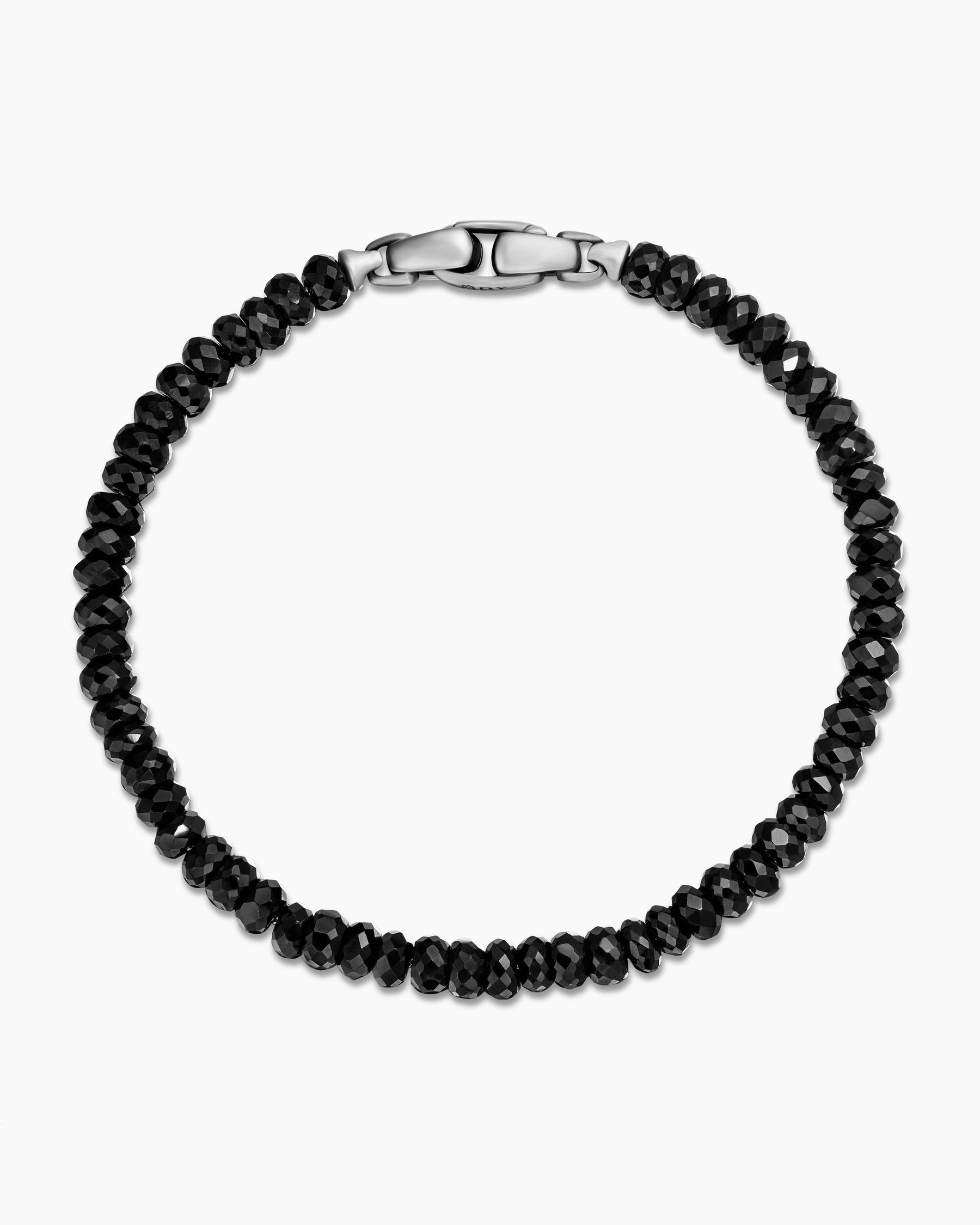 Spiritual Beads Faceted Bracelet in Sterling Silver with Black Spinel, 5mm - Image 3