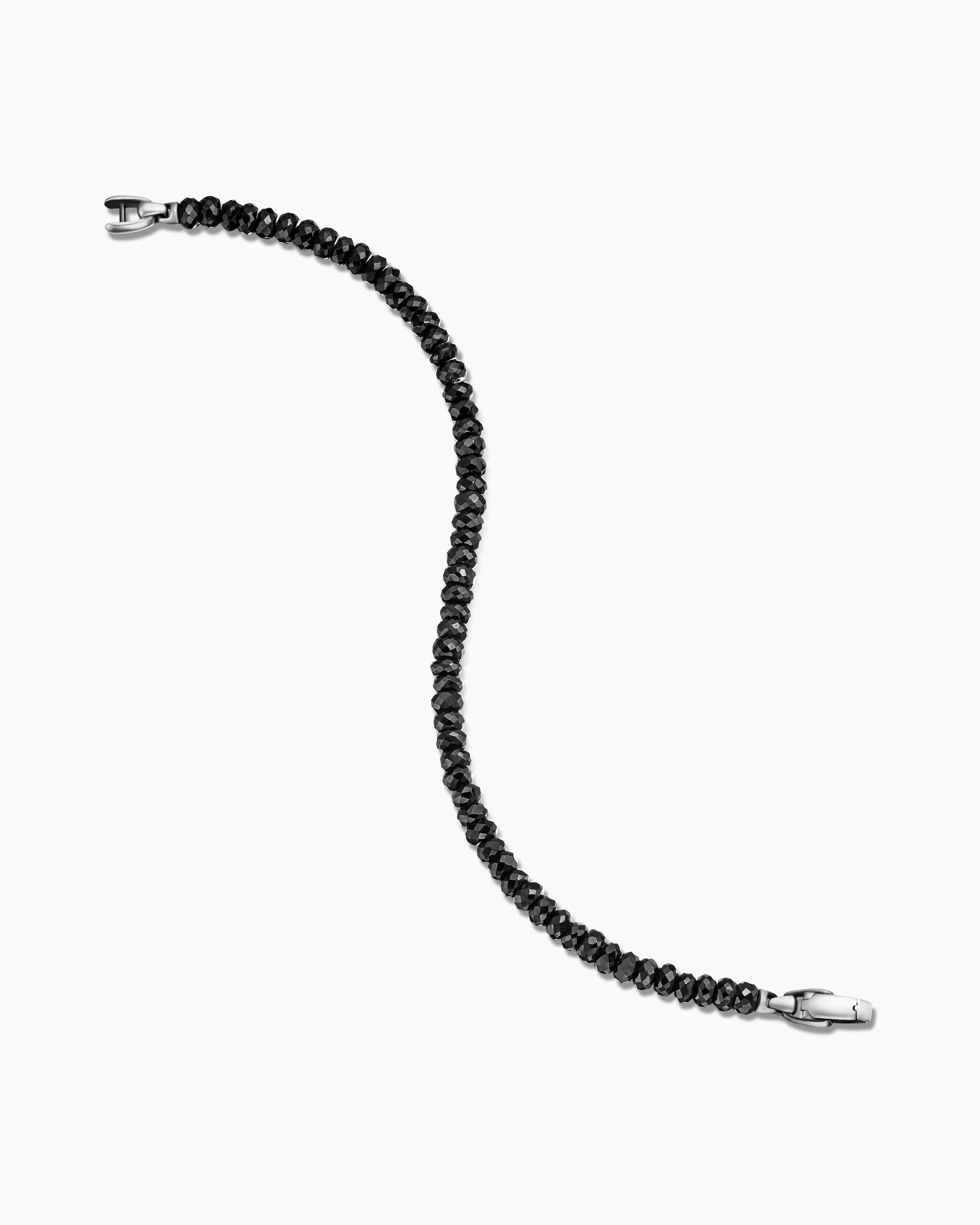 Spiritual Beads Faceted Bracelet in Sterling Silver with Black Spinel, 5mm - Image 4