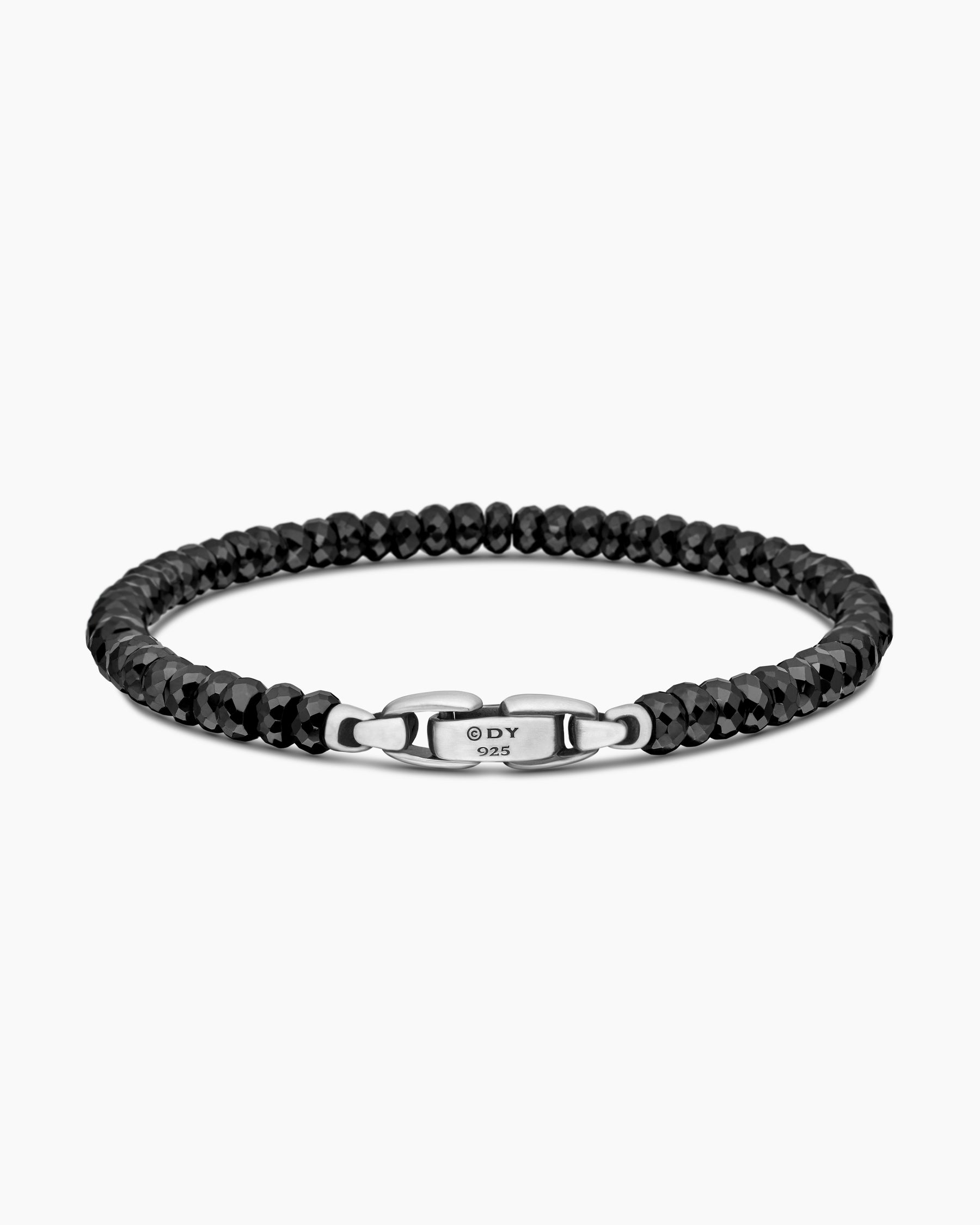 Spiritual Beads Faceted Bracelet in Sterling Silver with Black Spinel, 5mm - Image 5