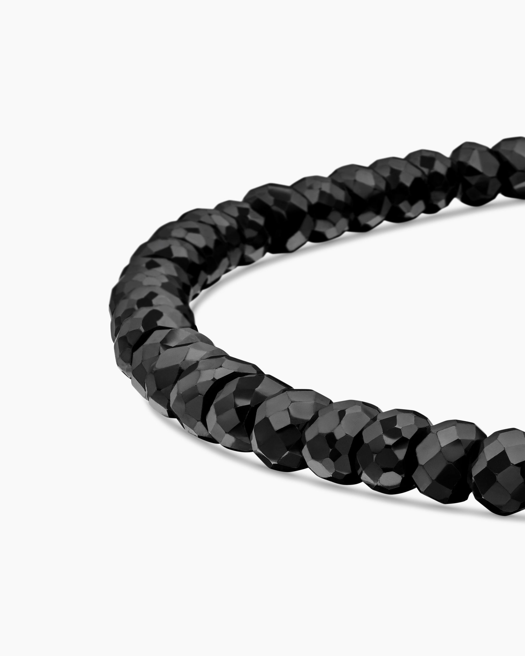Spiritual Beads Faceted Bracelet in Sterling Silver with Black Spinel, 5mm - Image 7