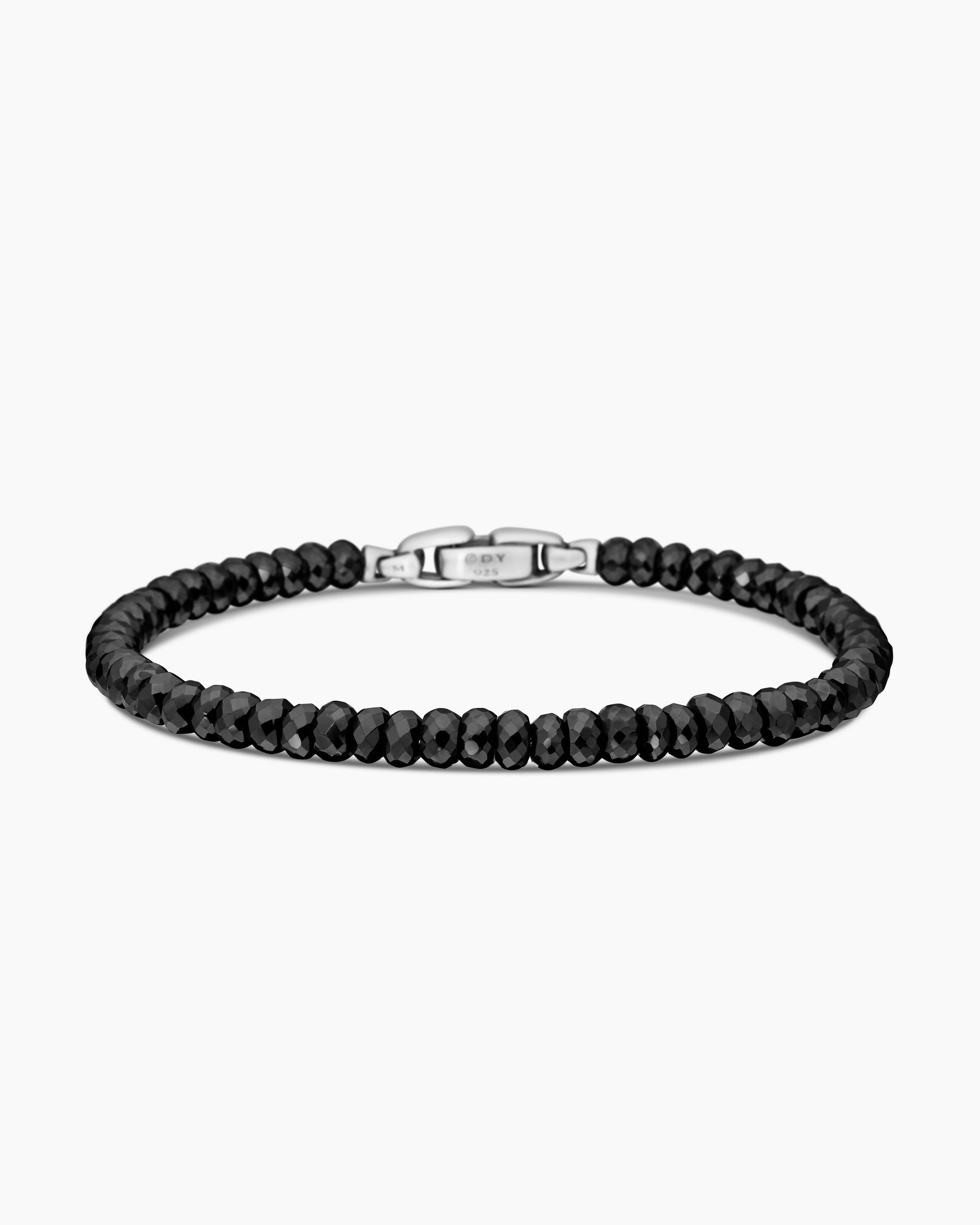 Spiritual Beads Faceted Bracelet in Sterling Silver with Black Spinel, 5mm