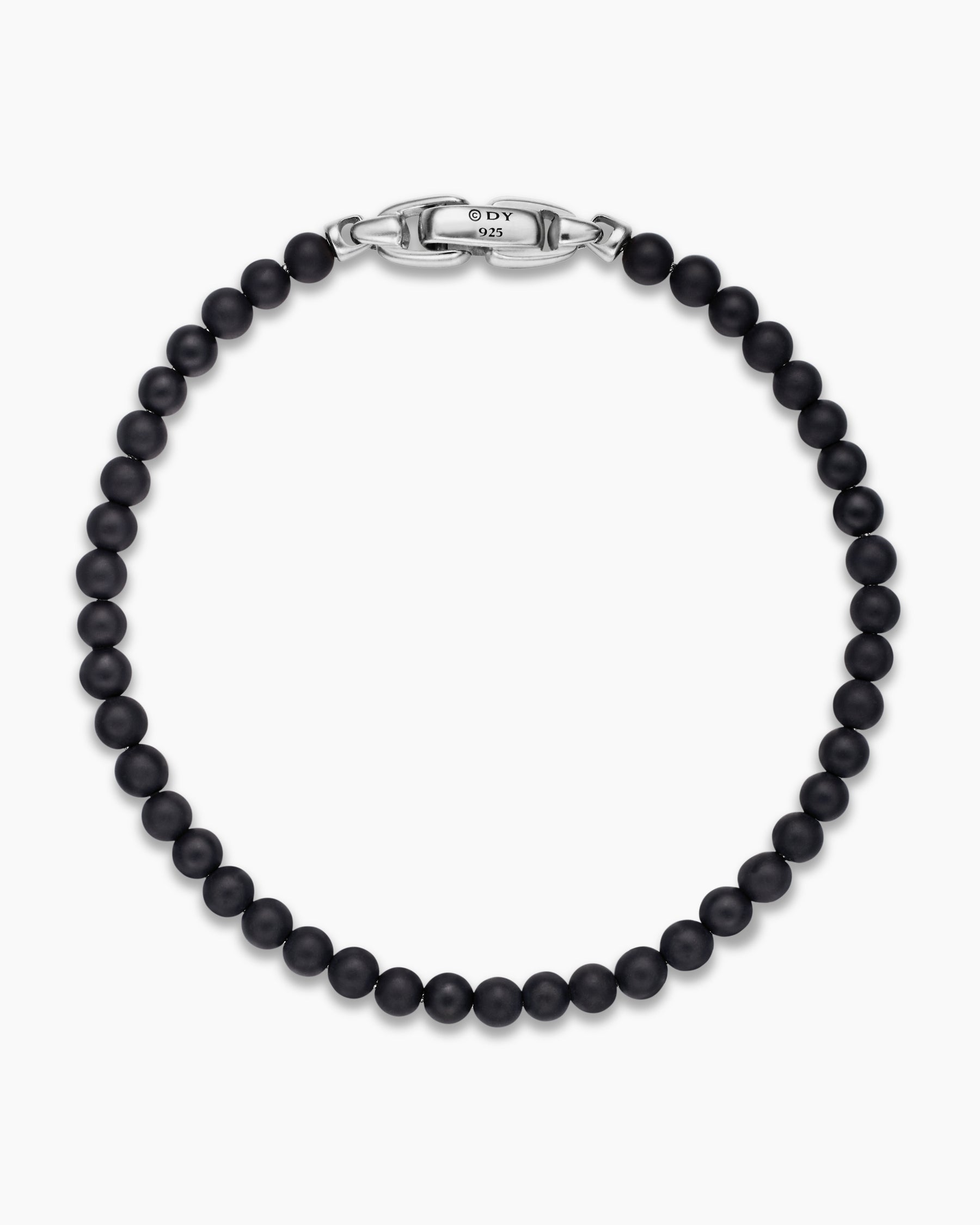 Spiritual Beads Bracelet in Black Onyx with Sterling Silver, 4mm - Image 3