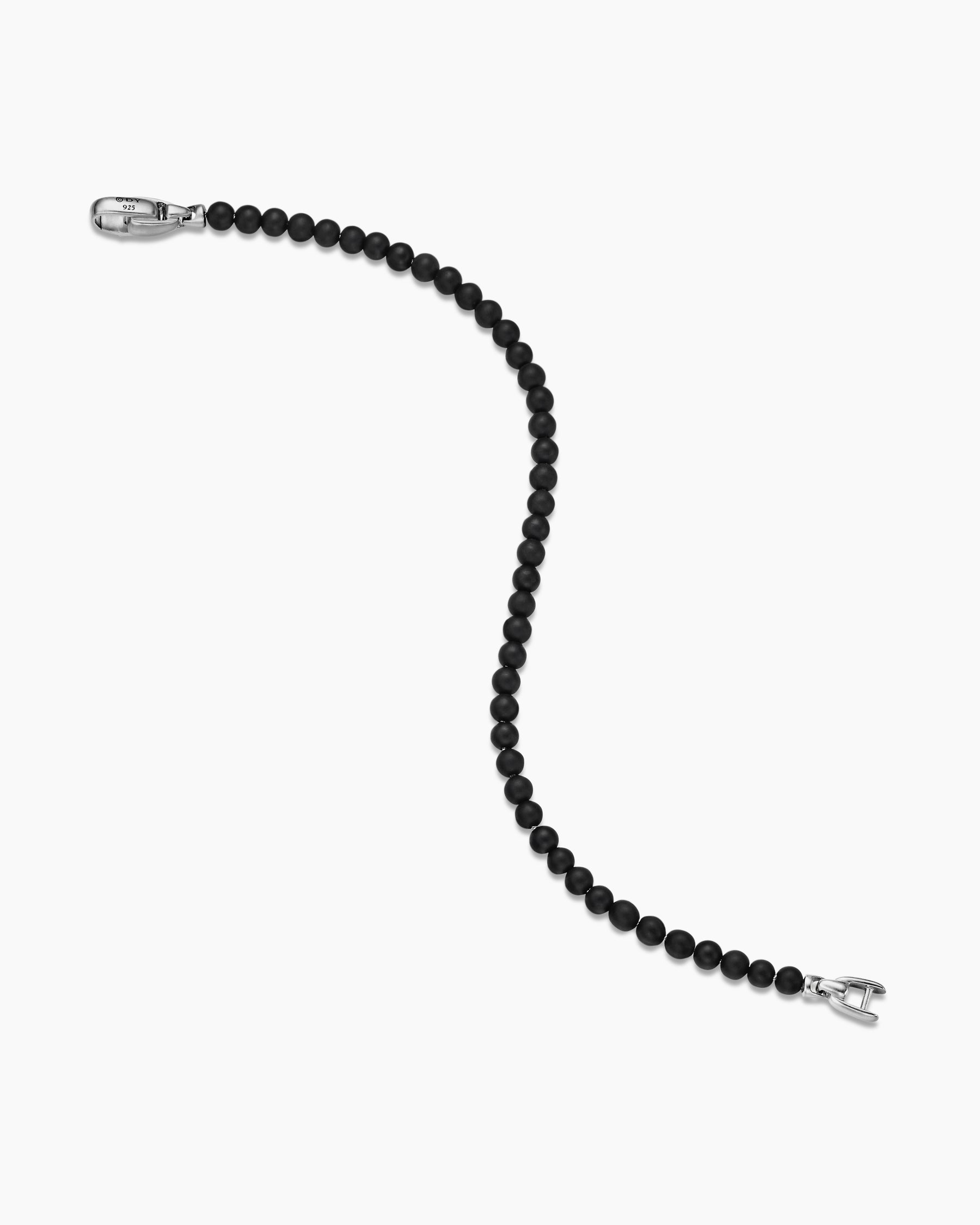 Spiritual Beads Bracelet in Black Onyx with Sterling Silver, 4mm - Image 4