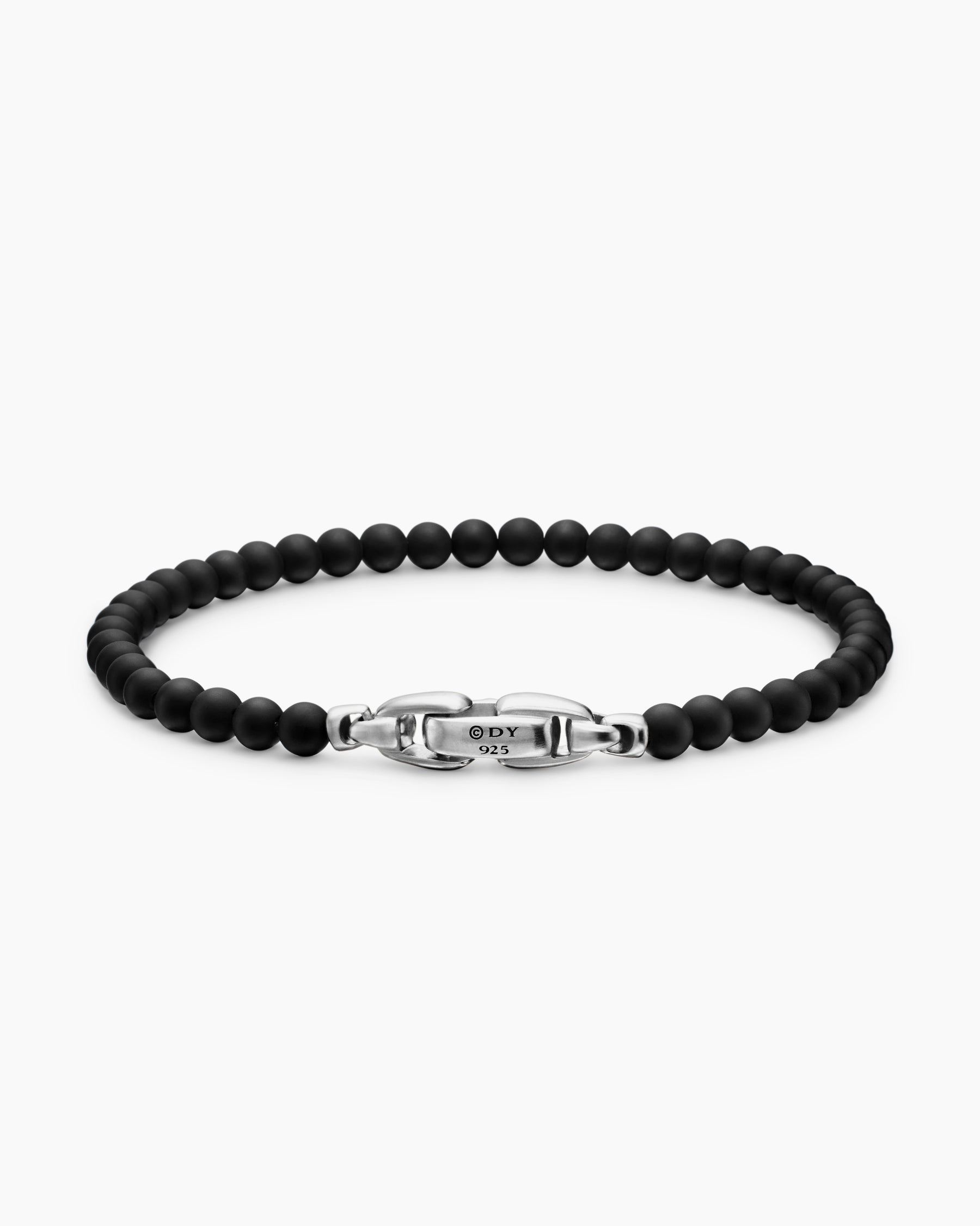 Spiritual Beads Bracelet in Black Onyx with Sterling Silver, 4mm - Image 5