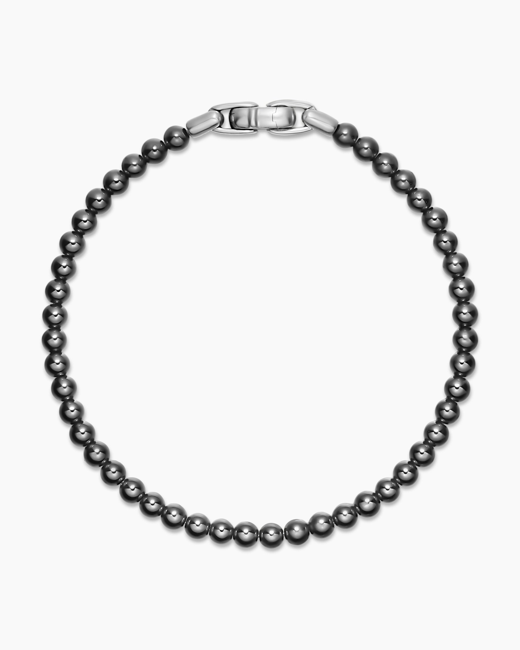 Alternative view of Spiritual Beads Bracelet in Sterling Silver with Hematine, 4mm