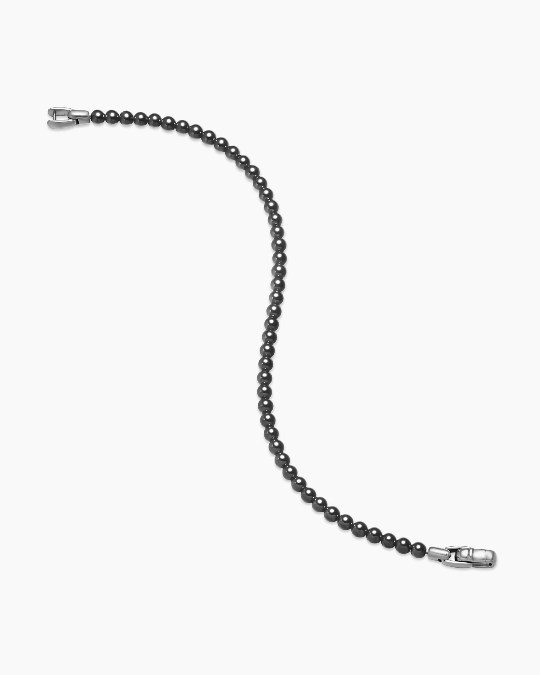 Spiritual Beads Bracelet in Sterling Silver with Hematine, 4mm - Image 3