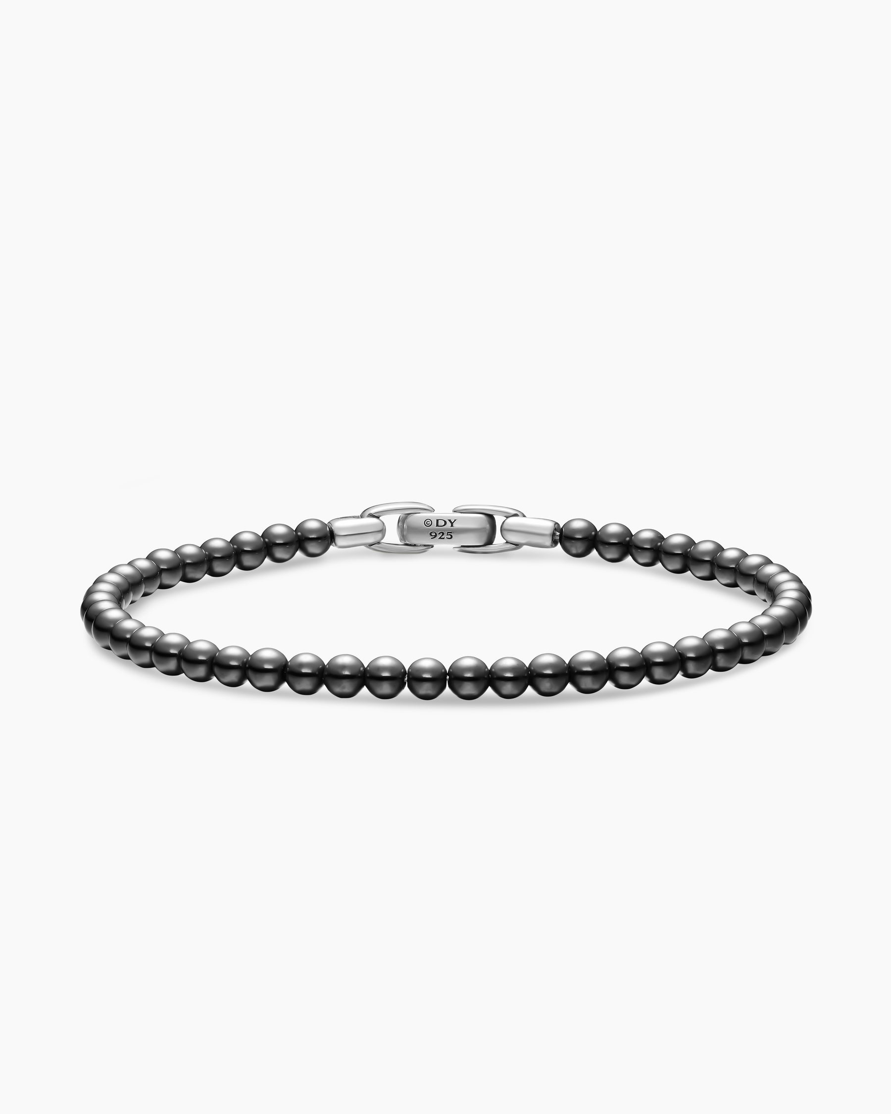Spiritual Beads Bracelet in Sterling Silver with Hematine, 4mm