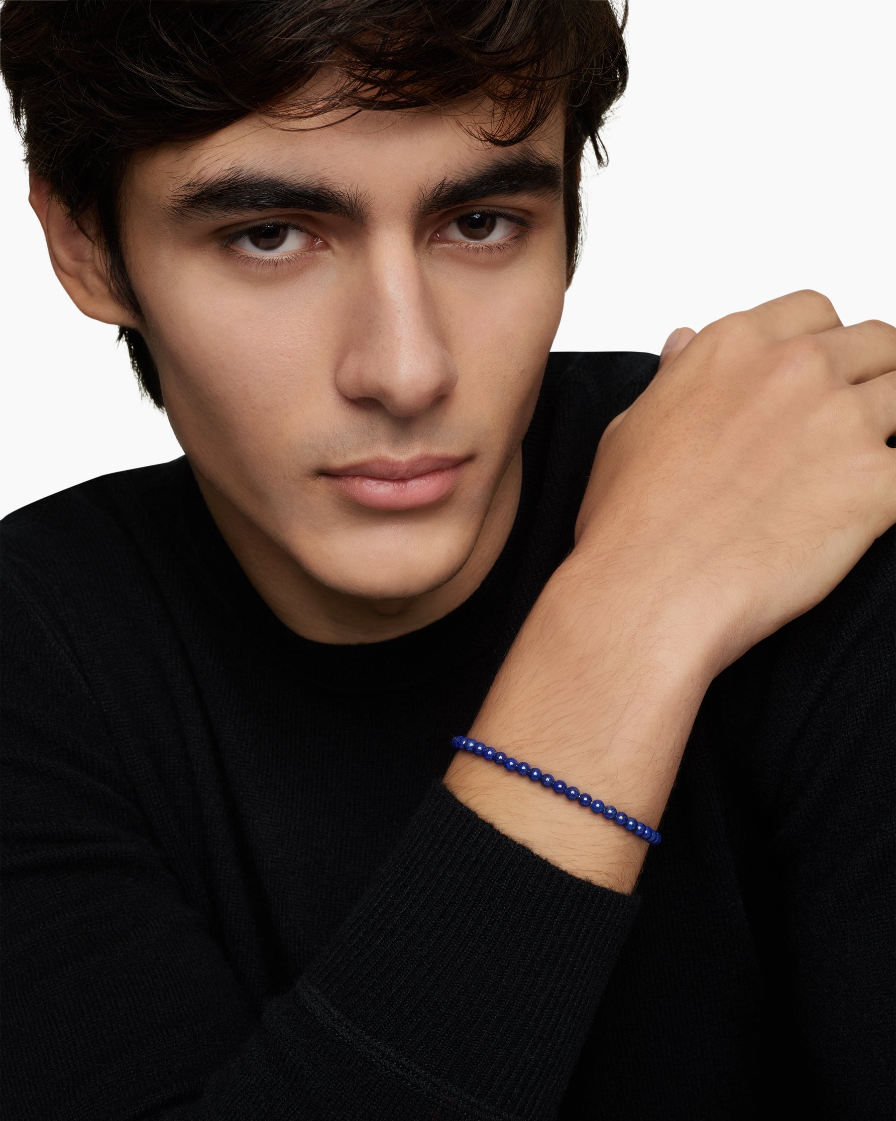 Spiritual Beads Bracelet in Lapis with Sterling Silver, 4mm - Image 8