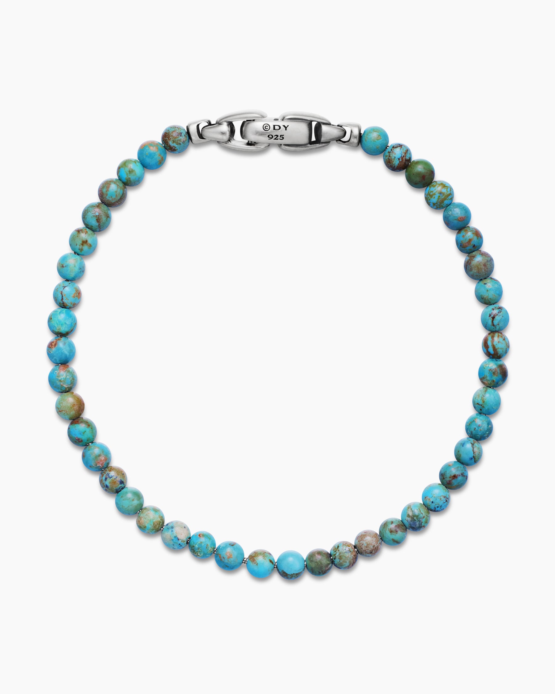 Spiritual Beads Bracelet in Turquoise with Sterling Silver, 4mm - Image 3