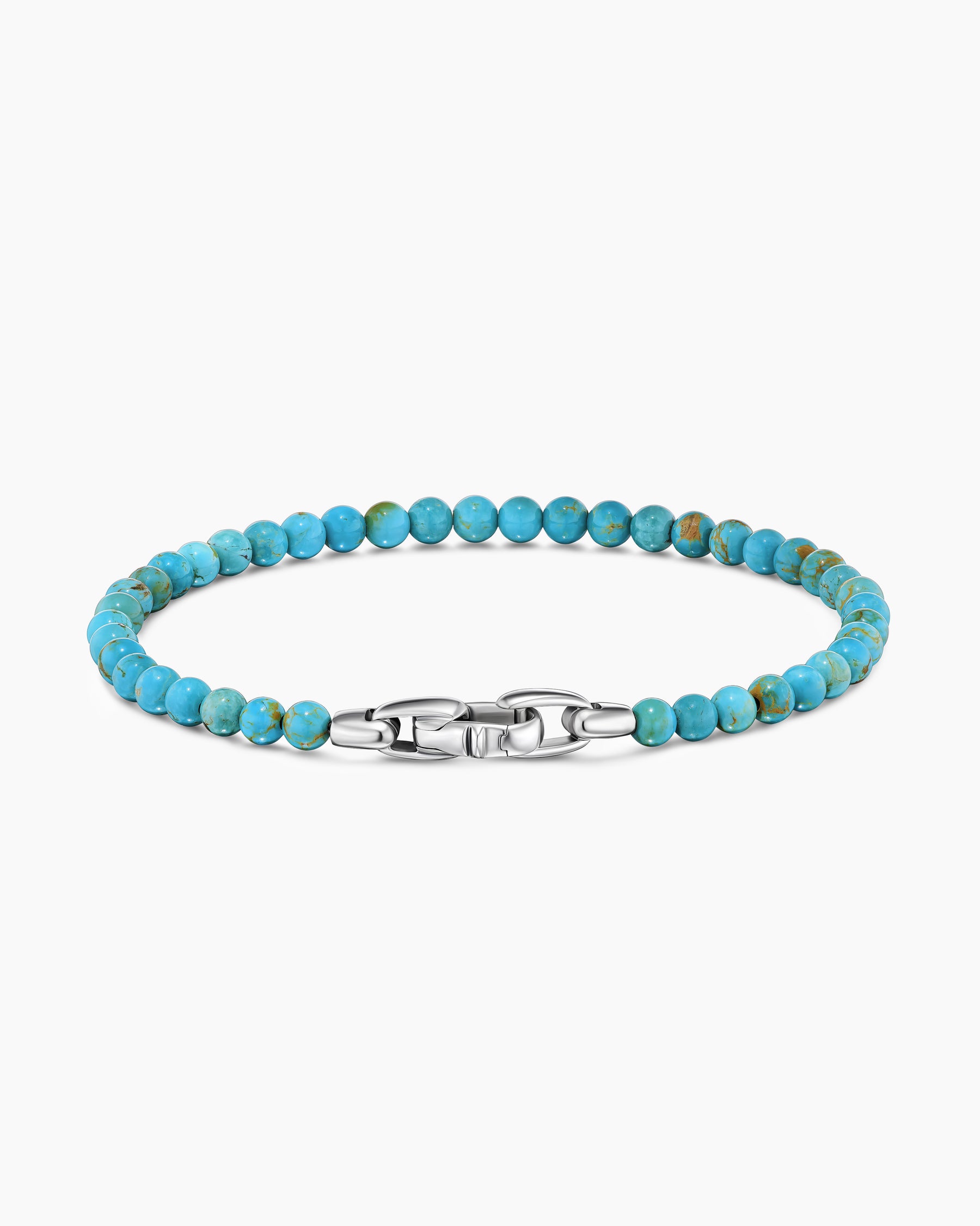 Spiritual Beads Bracelet in Turquoise with Sterling Silver, 4mm - Image 5