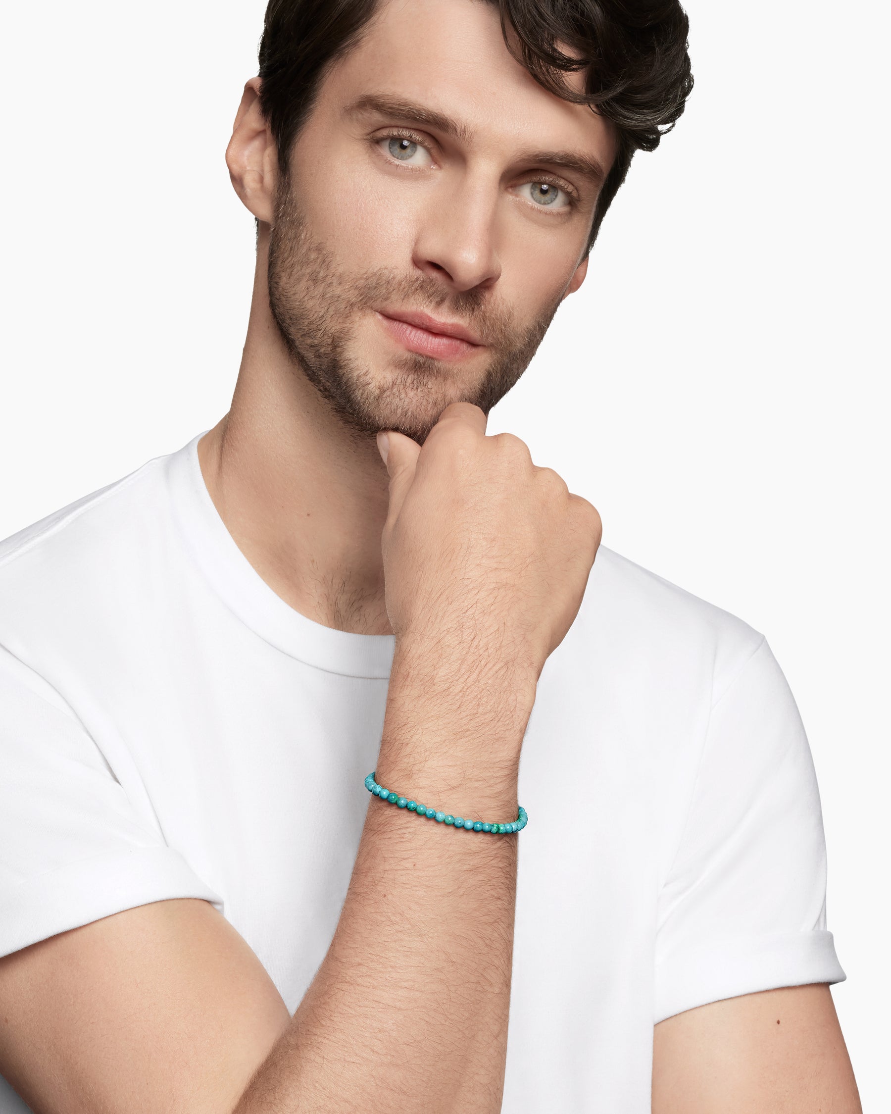 Alternative view of Spiritual Beads Bracelet in Turquoise with Sterling Silver, 4mm
