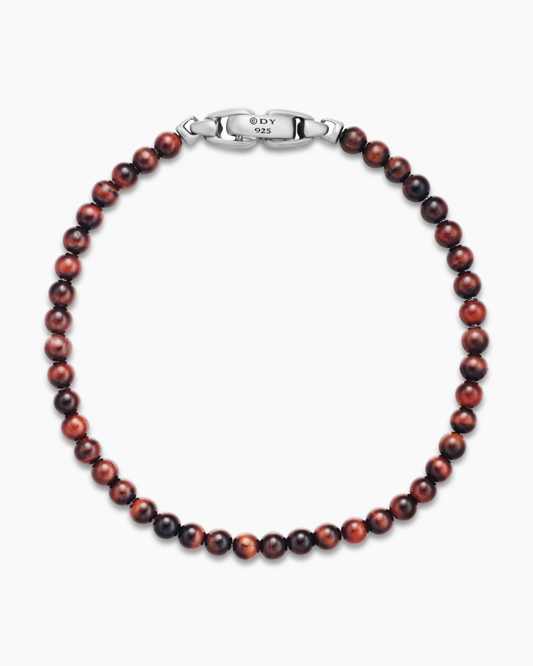 Spiritual Beads Bracelet in Red Tiger's Eye with Sterling Silver, 4mm - Image 3