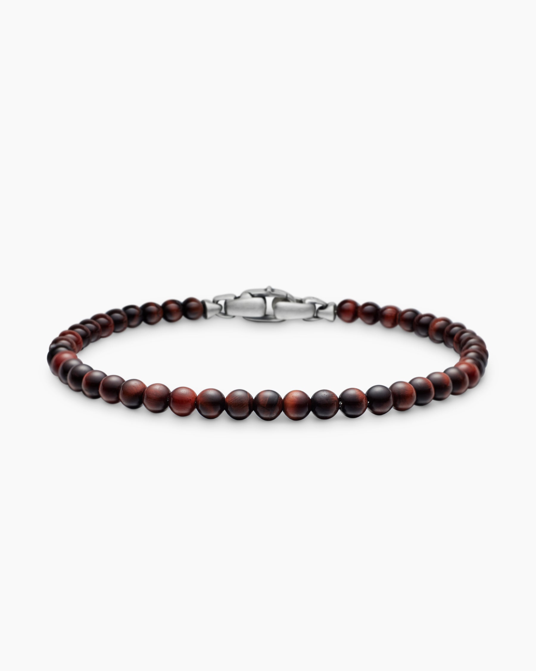 Spiritual Beads Bracelet in Red Tiger's Eye with Sterling Silver, 4mm